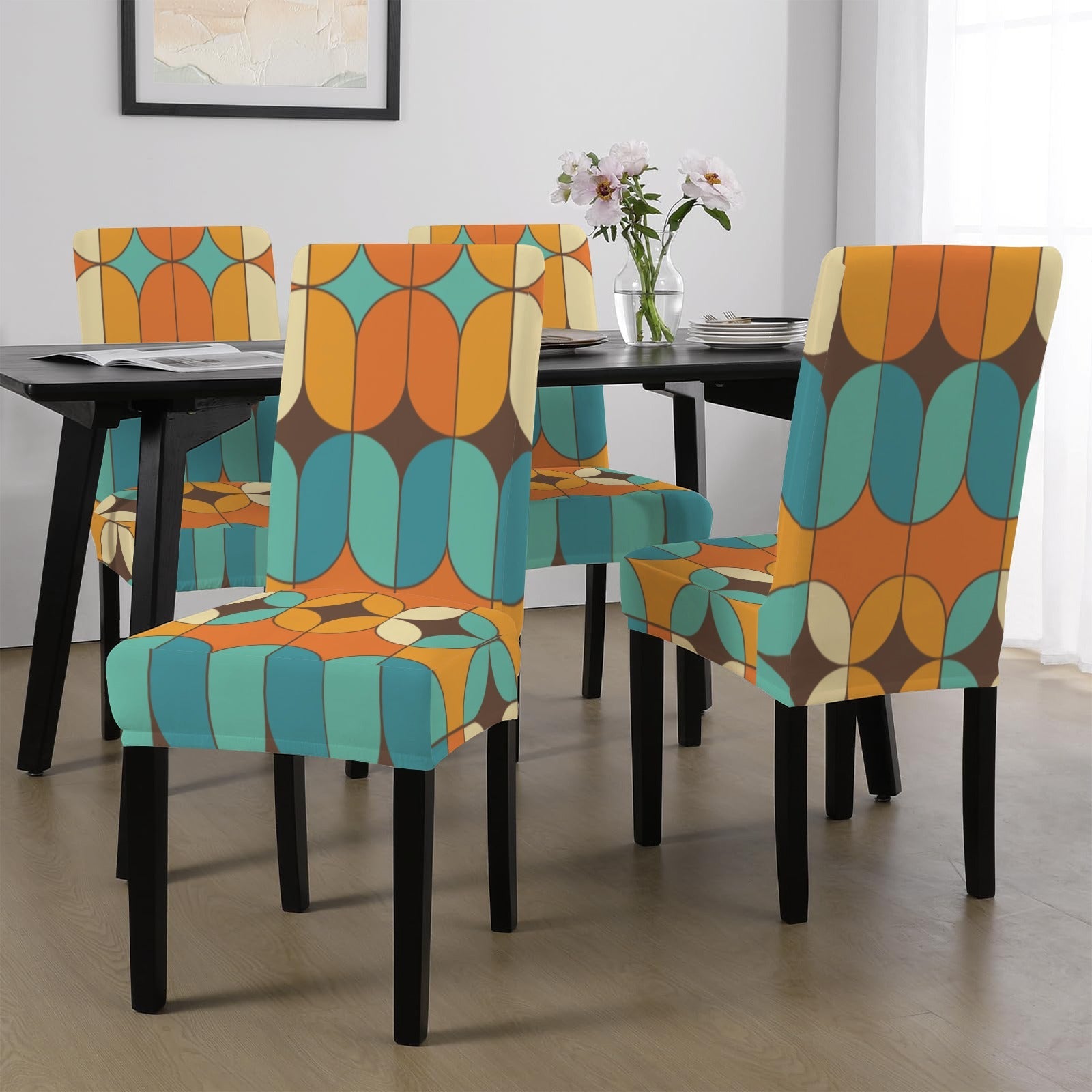 Kate McEnroe New York Retro 1960s Mod Geometric Dining Chair SlipcoversChair SlipcoversD3232999