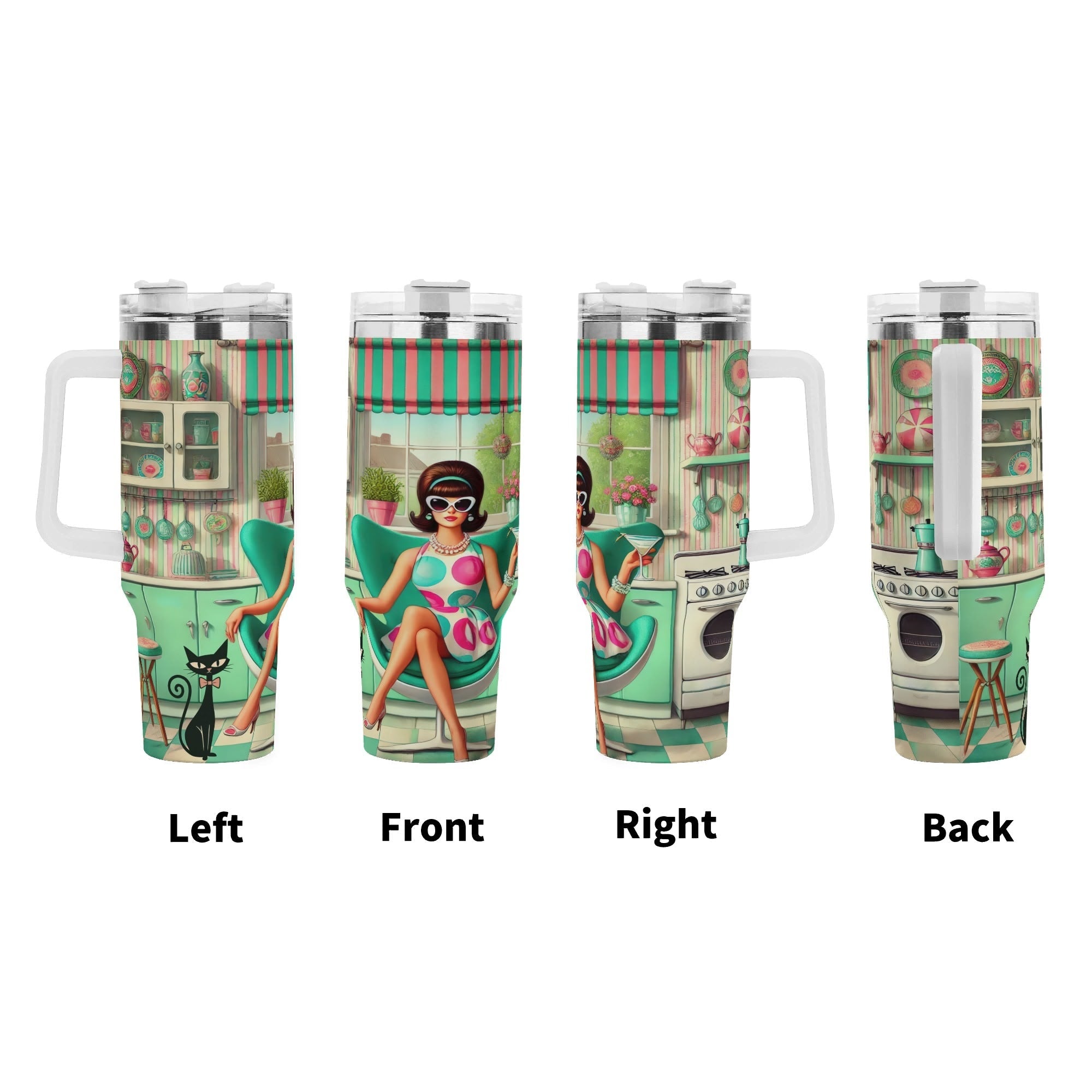 Kate McEnroe New York Retro 50s Atomic Cat Kitschy Housewife 40oz Travel TumblerTumblersNO5ZG30W-1