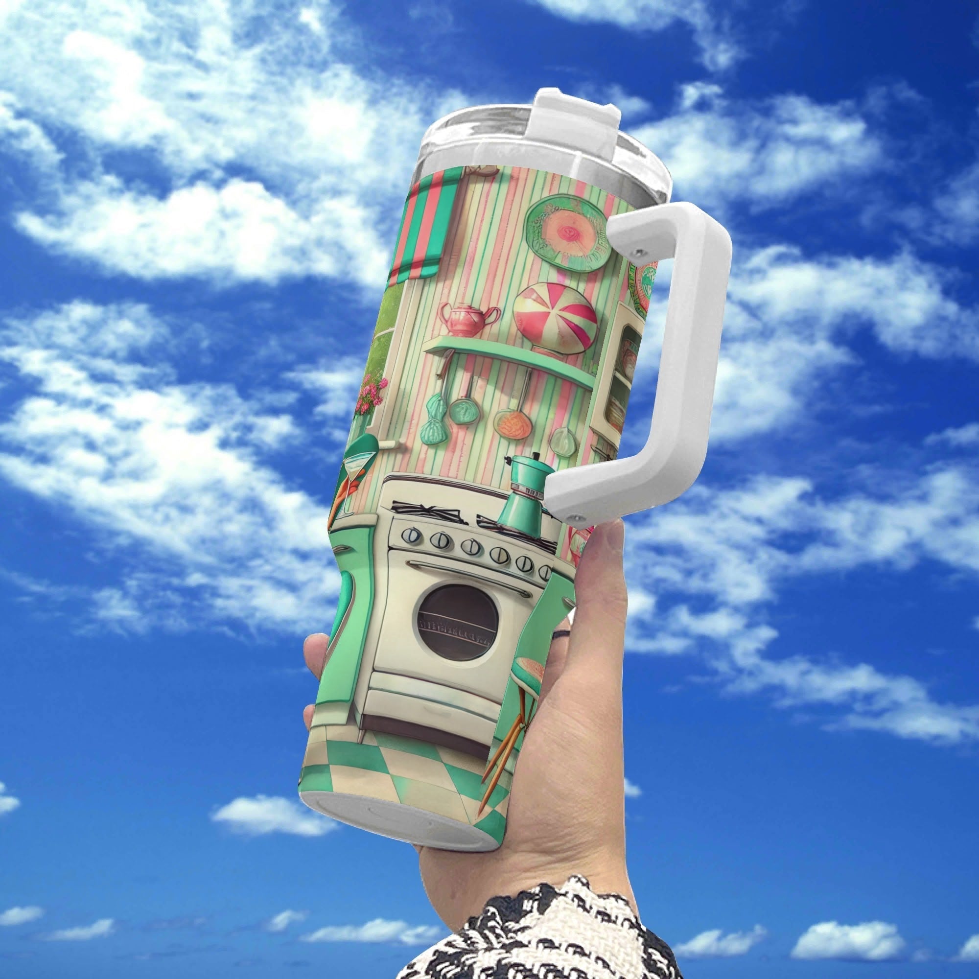 Kate McEnroe New York Retro 50s Atomic Cat Kitschy Housewife 40oz Travel TumblerTumblersNO5ZG30W-1