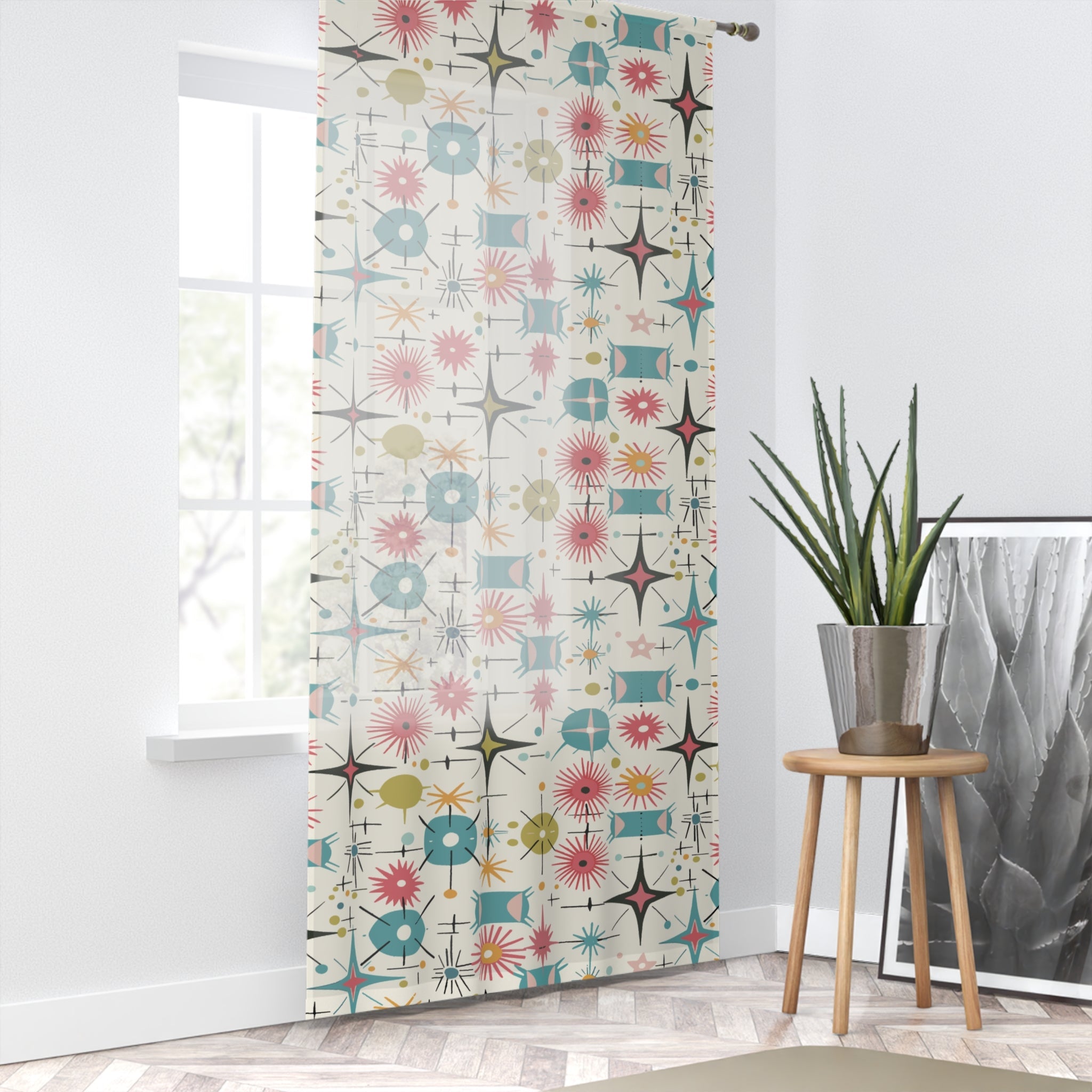 Kate McEnroe New York Retro 50s Atomic Starbursts Geometric Mid Century Modern Window CurtainsWindow Curtains20258590878120985458