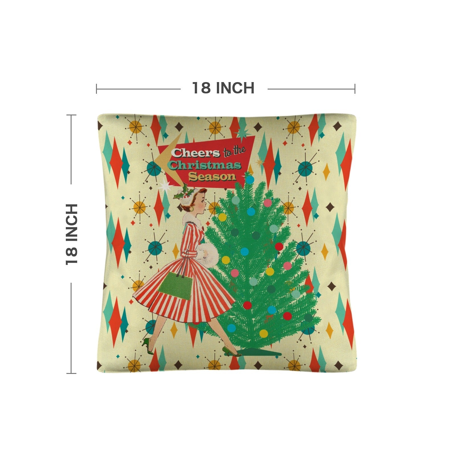 Kate McEnroe New York Retro 50s Christmas 18" Pillow Covers Set of 2, Mid Century Modern Holiday DecorThrow Pillow CoversD3242900