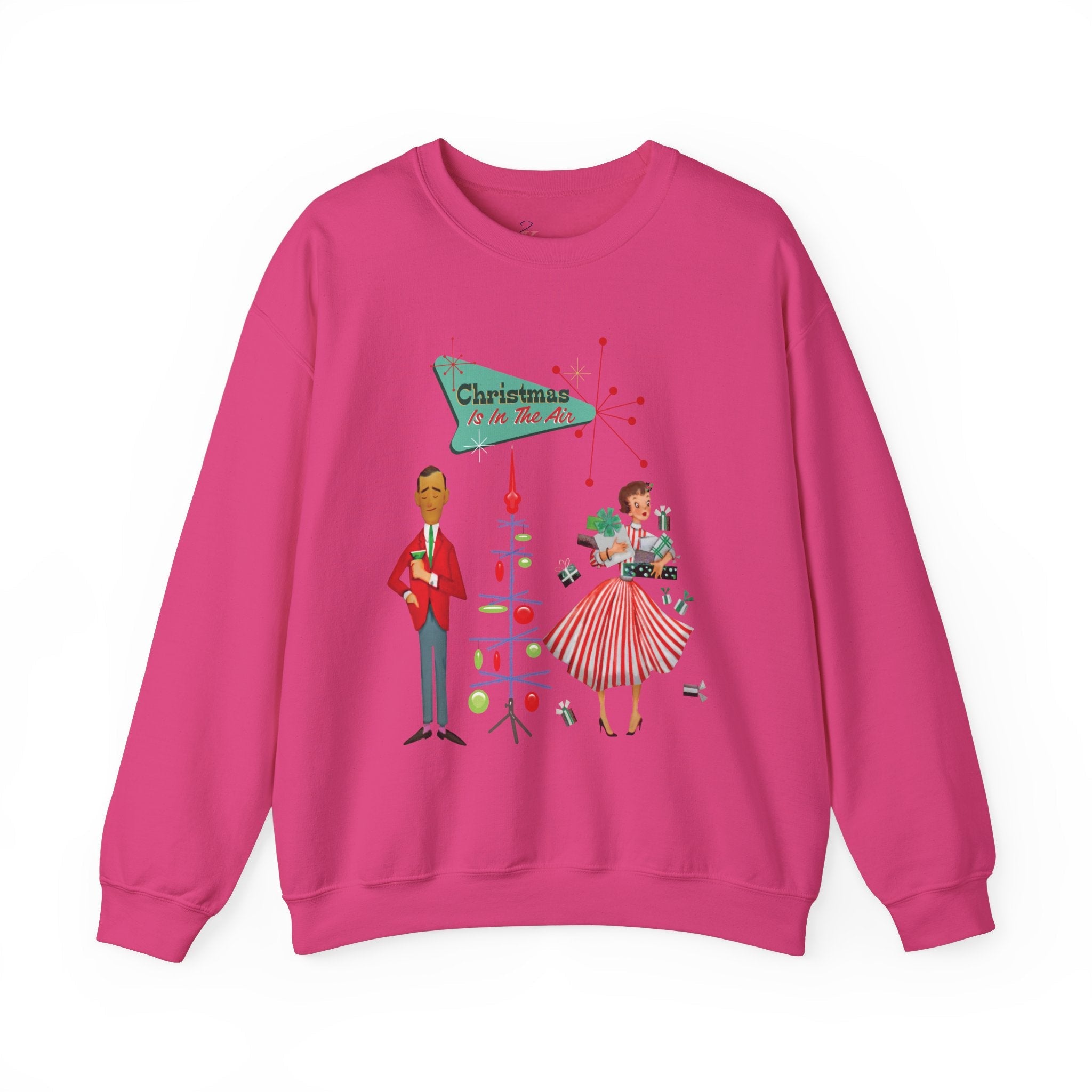 Kate McEnroe New York Retro 50s Kitsch Christmas Sweatshirt, Vintage Holiday Style, Mid Century Modern Atomic Unisex Heavy Blend™ Crewneck SweatshirtSweatshirt25762612453737719054