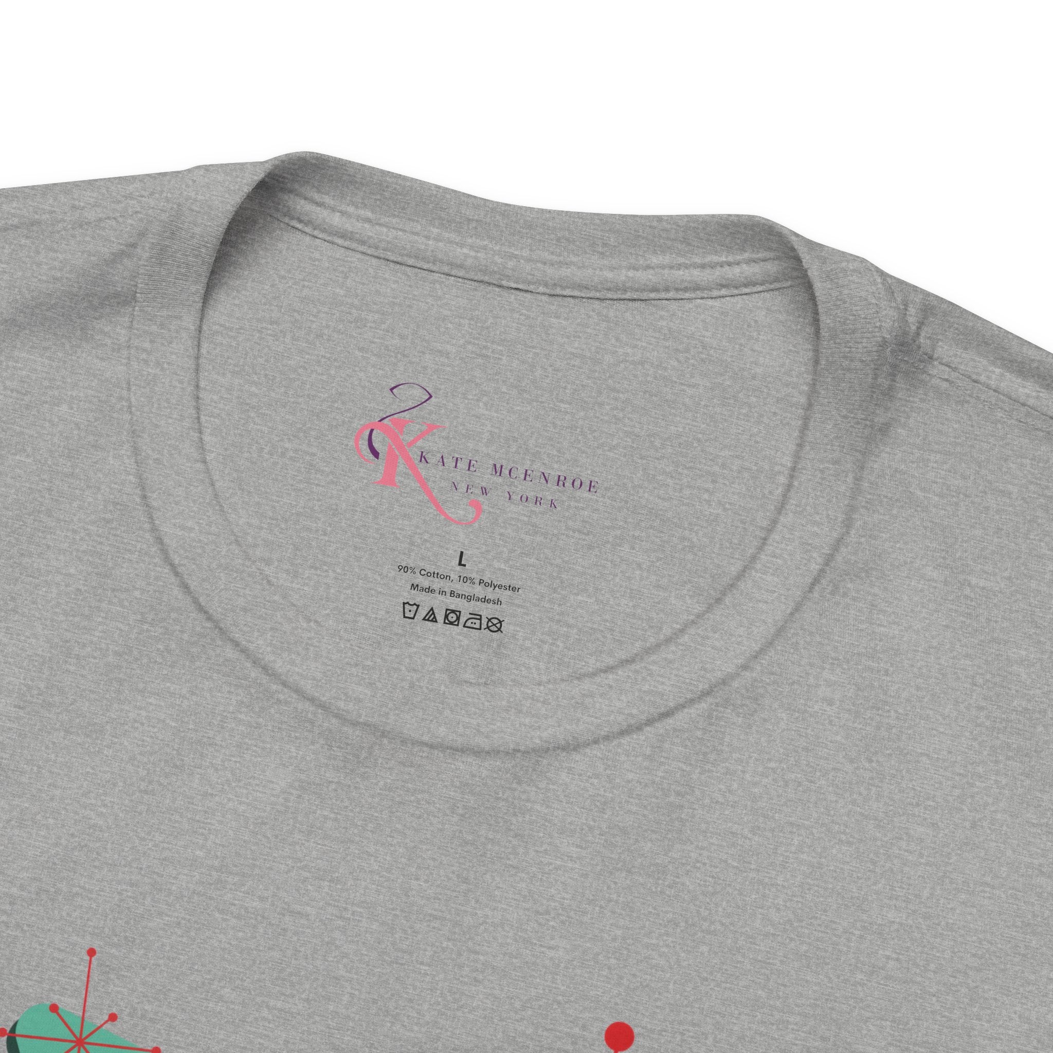 Kate McEnroe New York Retro 50s Kitsch Christmas T-Shirt, Vintage Holiday Style, Mid Century Modern Atomic TeeT-Shirts30192429312894216295