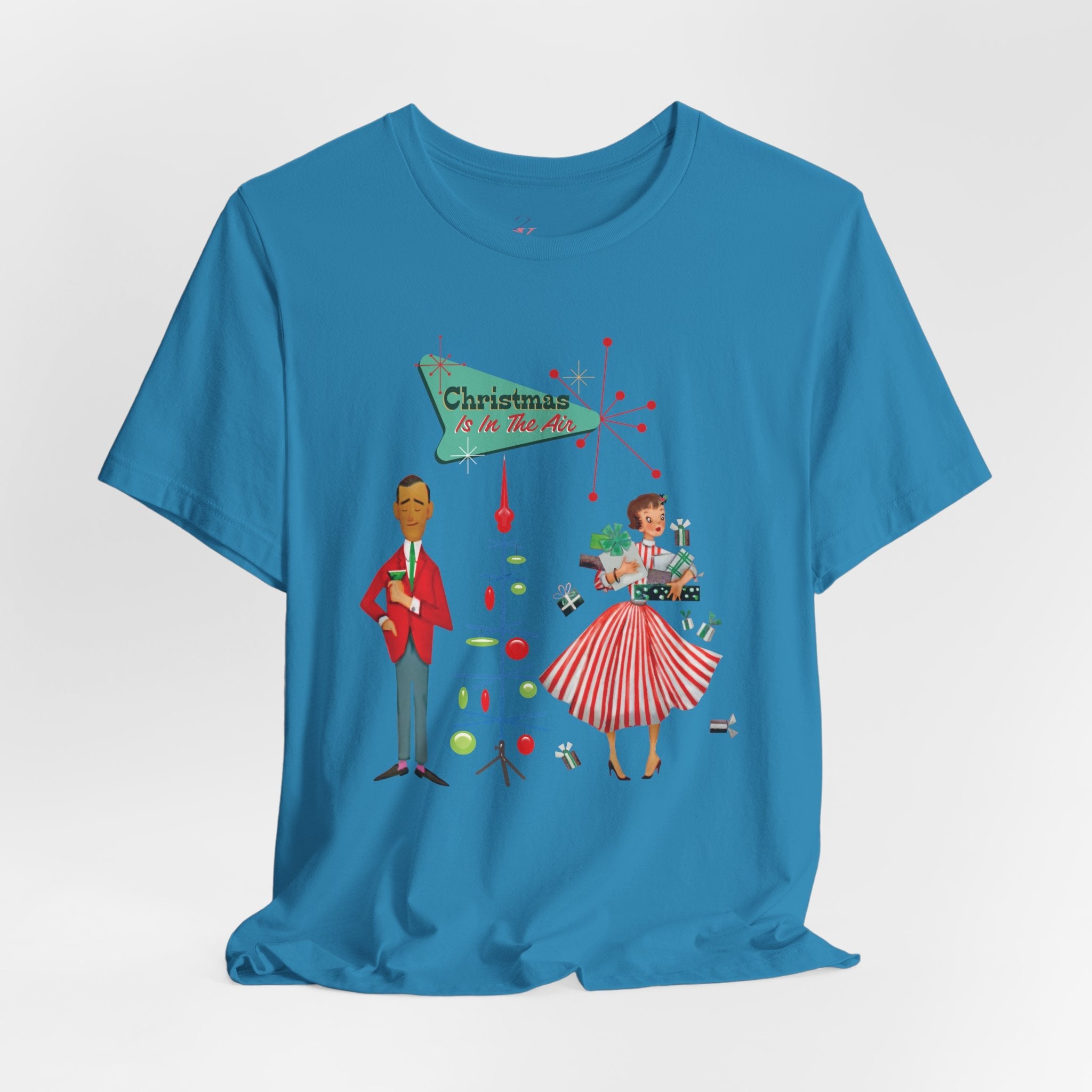 Kate McEnroe New York Retro 50s Kitsch Christmas T-Shirt, Vintage Holiday Style, Mid Century Modern Atomic TeeT-Shirts30192429312894216295