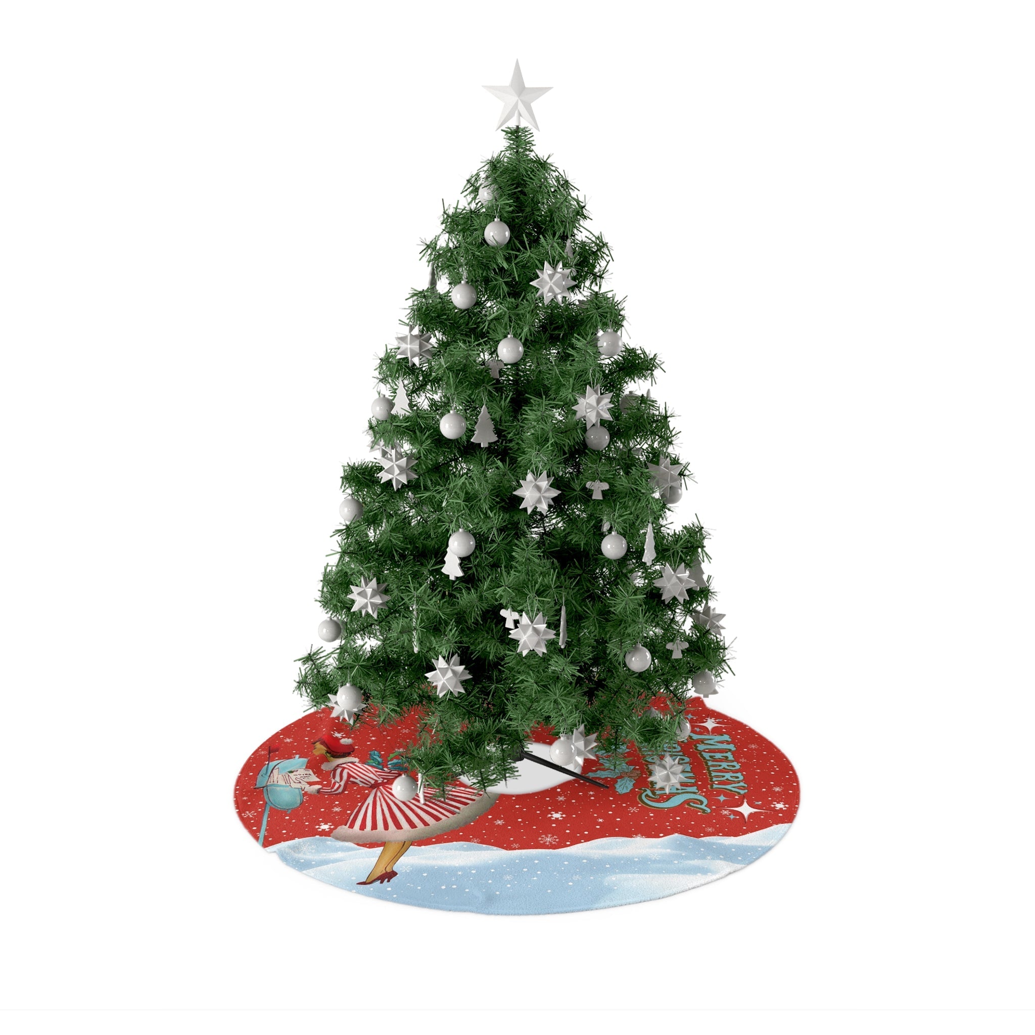 Kate McEnroe New York Retro 50s Kitsch Christmas Tree Skirt, Mid Century Modern Holiday Decor, Vintage Festive Atomic Starburst AccentChristmas Tree Skirts28943688172056391312