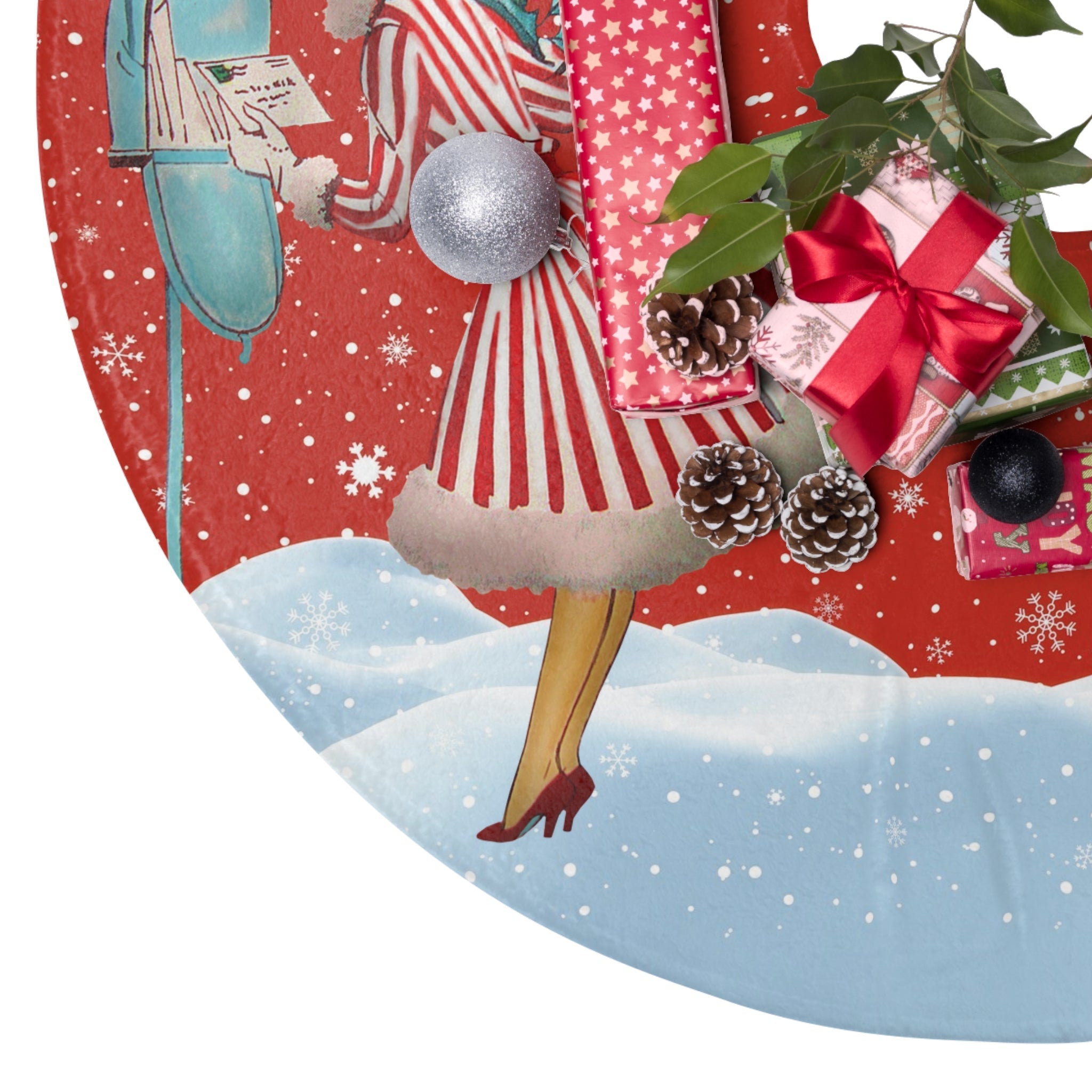 Kate McEnroe New York Retro 50s Kitsch Christmas Tree Skirt, Mid Century Modern Holiday Decor, Vintage Festive Atomic Starburst AccentChristmas Tree Skirts28943688172056391312