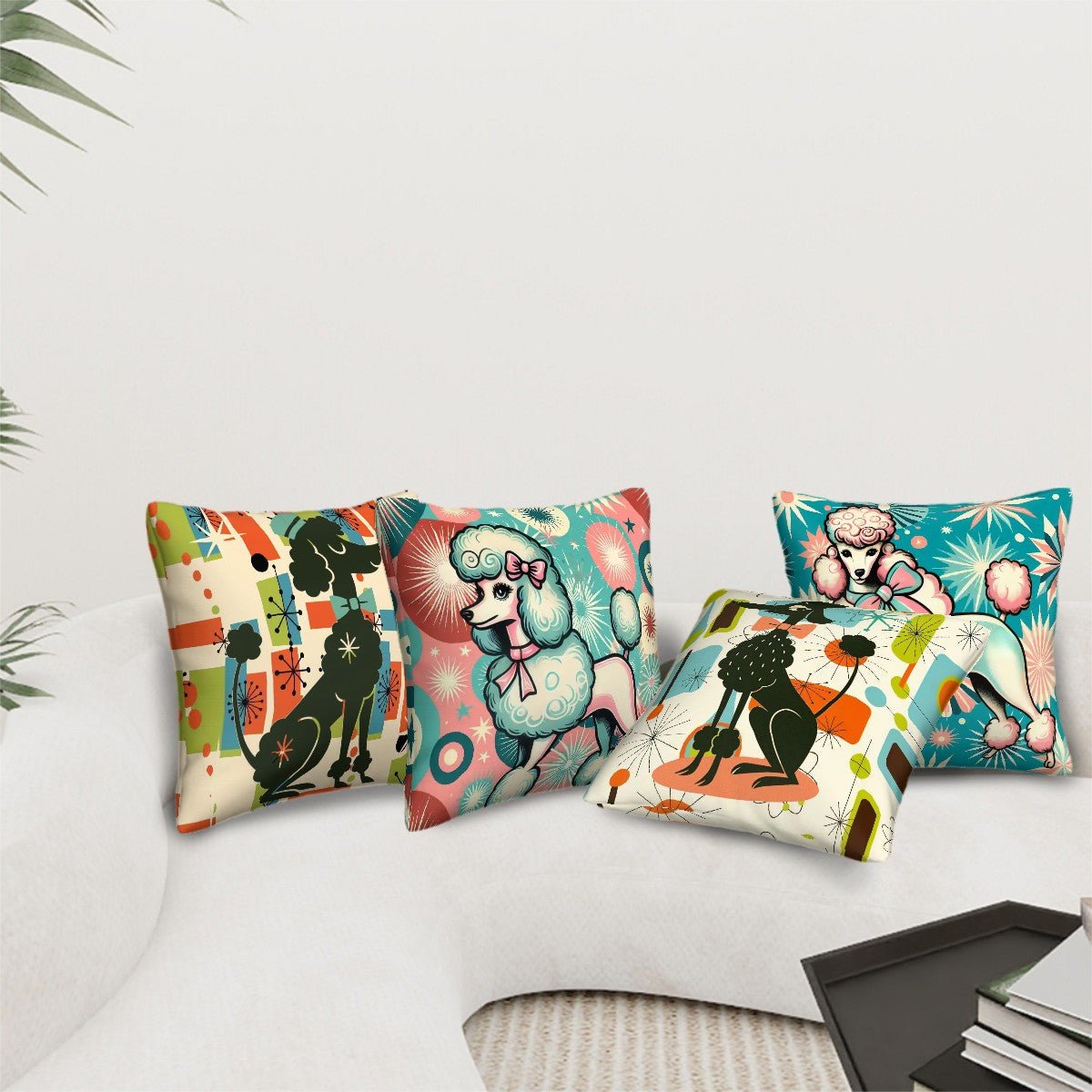 Kate McEnroe New York Retro 50s Kitsch Poodles Pillow Covers Set, Mid Century Modern Starburst AccentThrow Pillow CoversjTGP4qmFUi