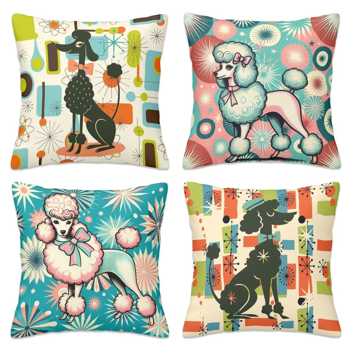 Kate McEnroe New York Retro 50s Kitsch Poodles Pillow Covers Set, Mid Century Modern Starburst AccentThrow Pillow CoversjTGP4qmFUi