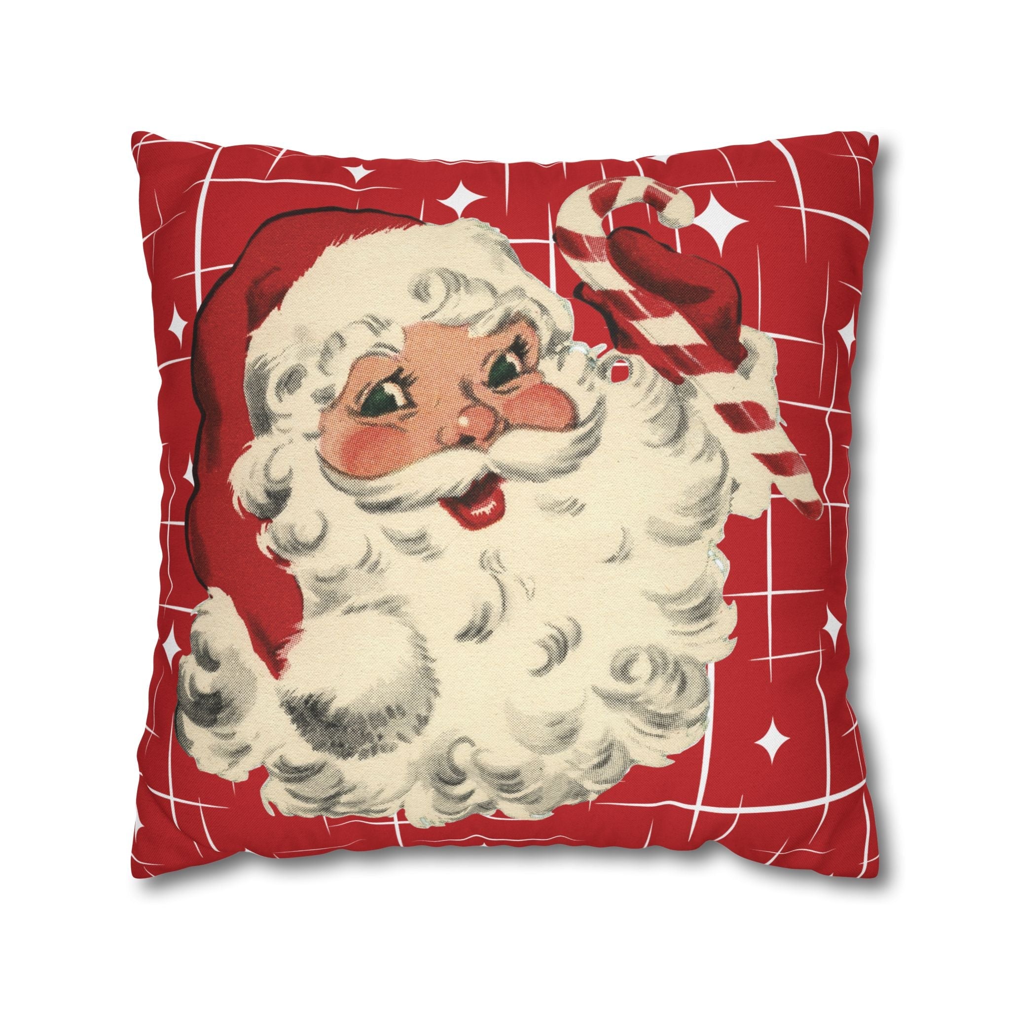 Kate McEnroe New York Retro 50s Santa Throw Pillow Cover, Mid Century Christmas Kitsch AccentThrow Pillow Covers16030949872601180356