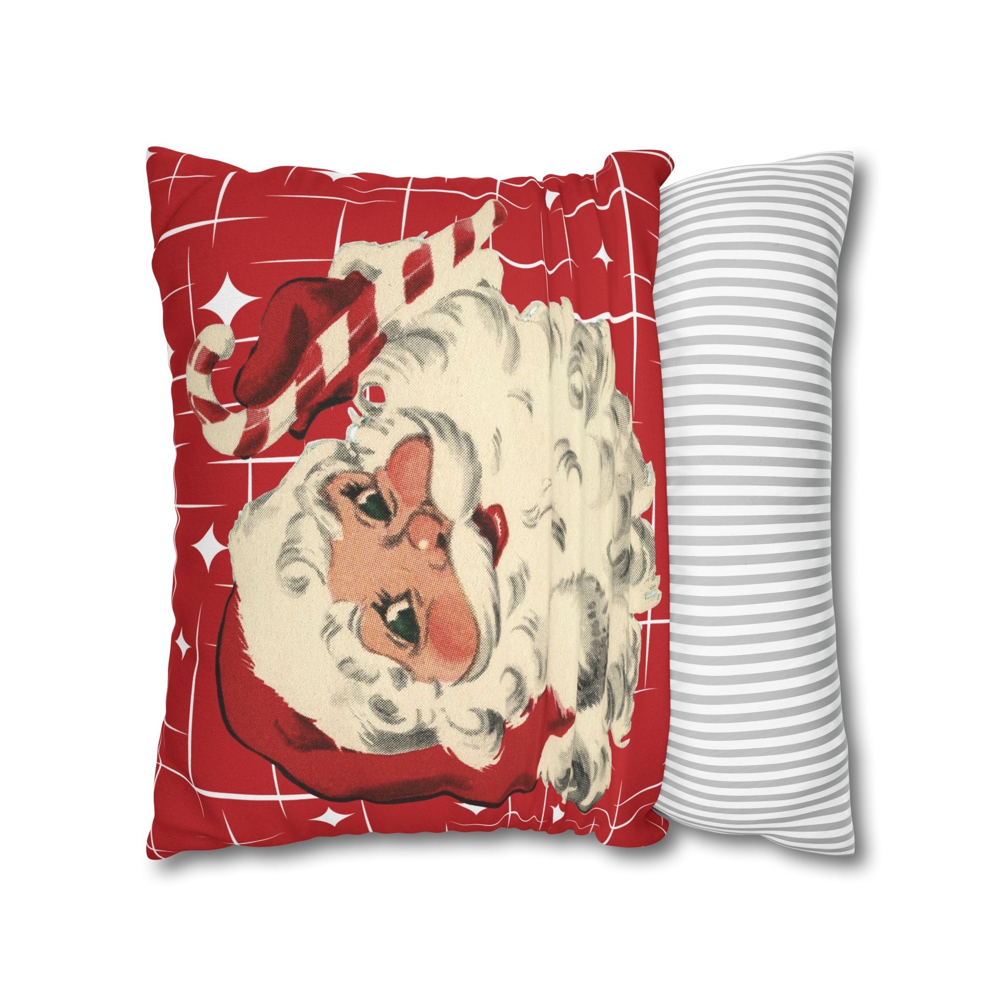 Kate McEnroe New York Retro 50s Santa Throw Pillow Cover, Mid Century Christmas Kitsch AccentThrow Pillow Covers16030949872601180356