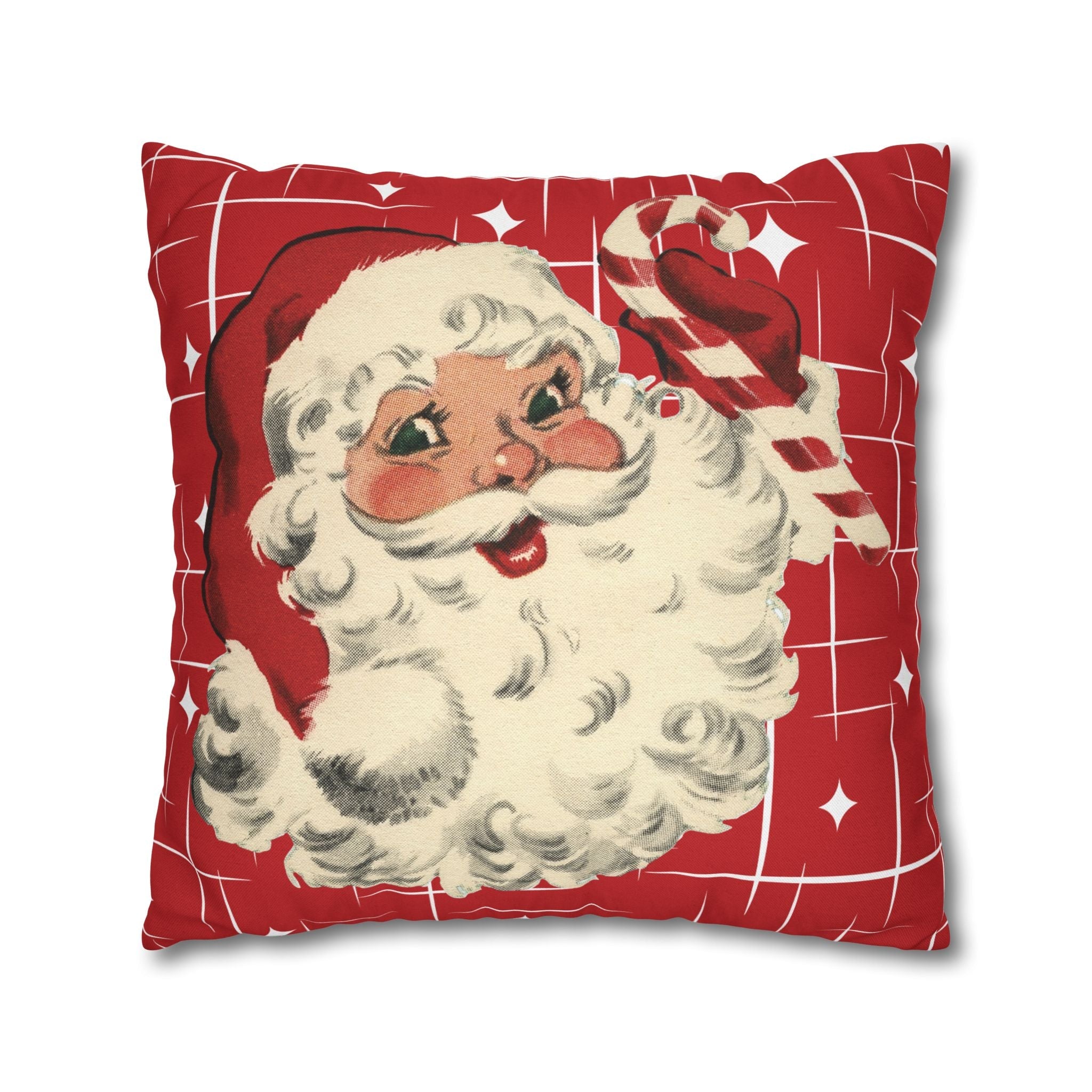Kate McEnroe New York Retro 50s Santa Throw Pillow Cover, Mid Century Christmas Kitsch AccentThrow Pillow Covers16030949872601180356