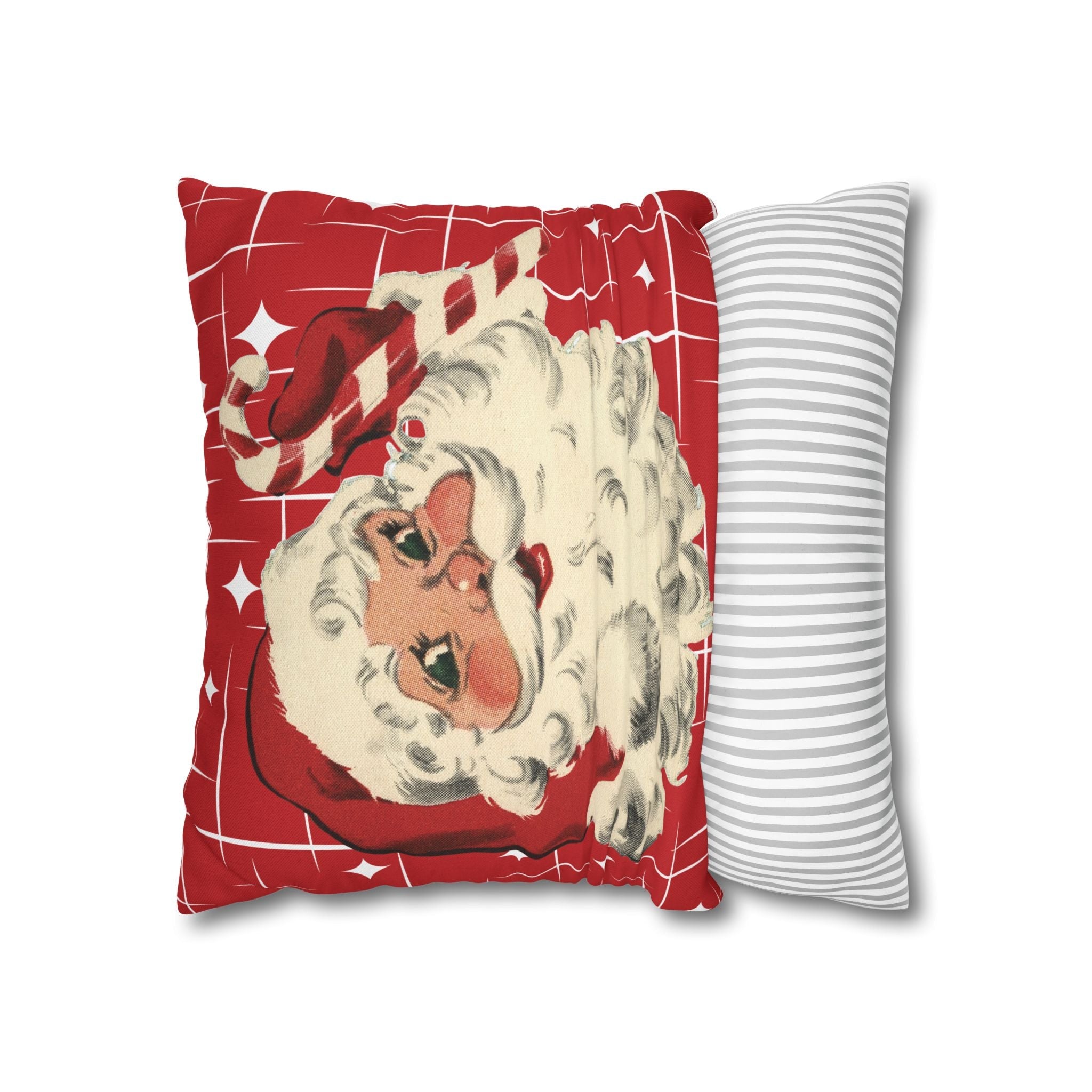 Kate McEnroe New York Retro 50s Santa Throw Pillow Cover, Mid Century Christmas Kitsch AccentThrow Pillow Covers16030949872601180356