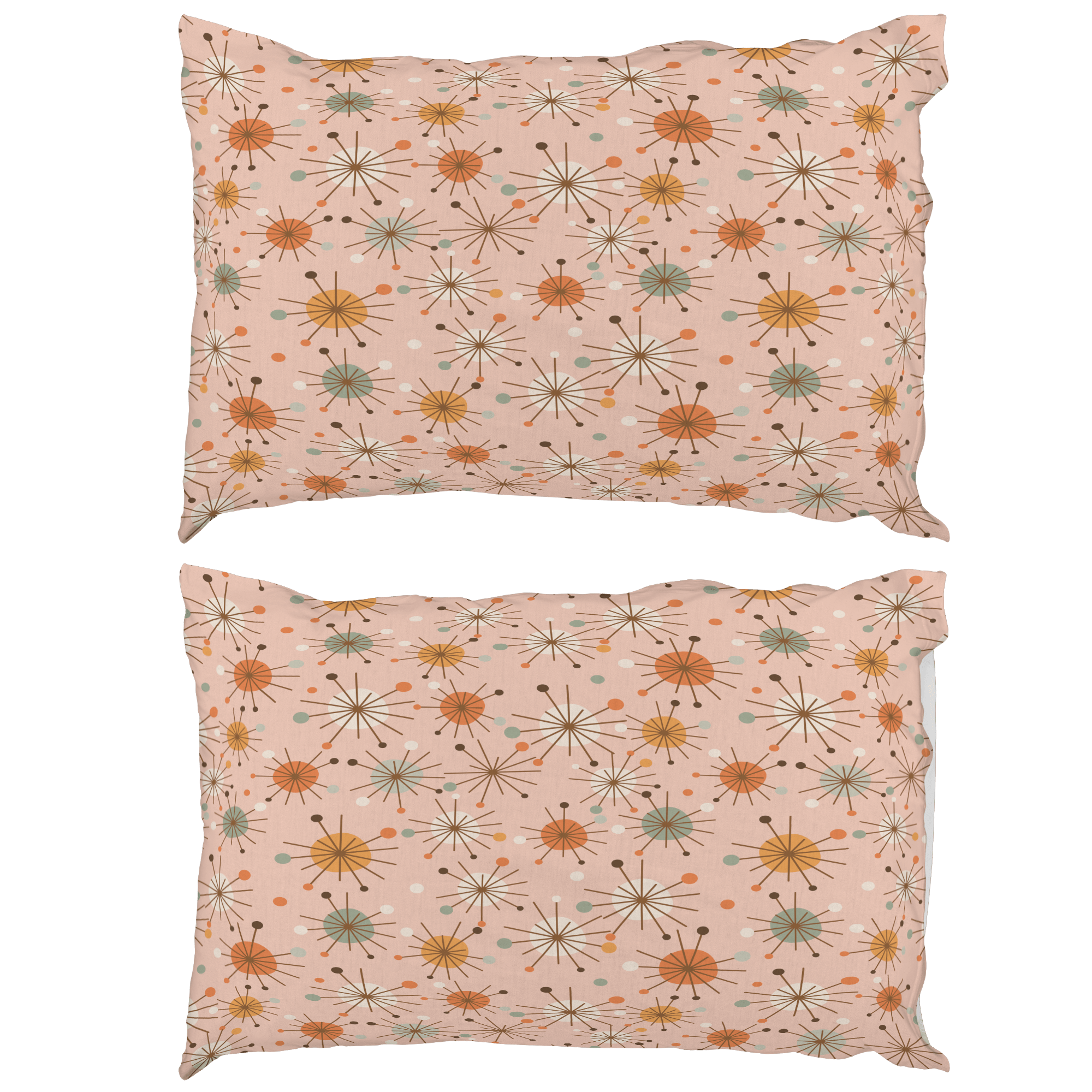 Kate McEnroe New York Retro 50s Starburst Pillowcase, Mid Century Modern Pink MCM BeddingPillowcases1250