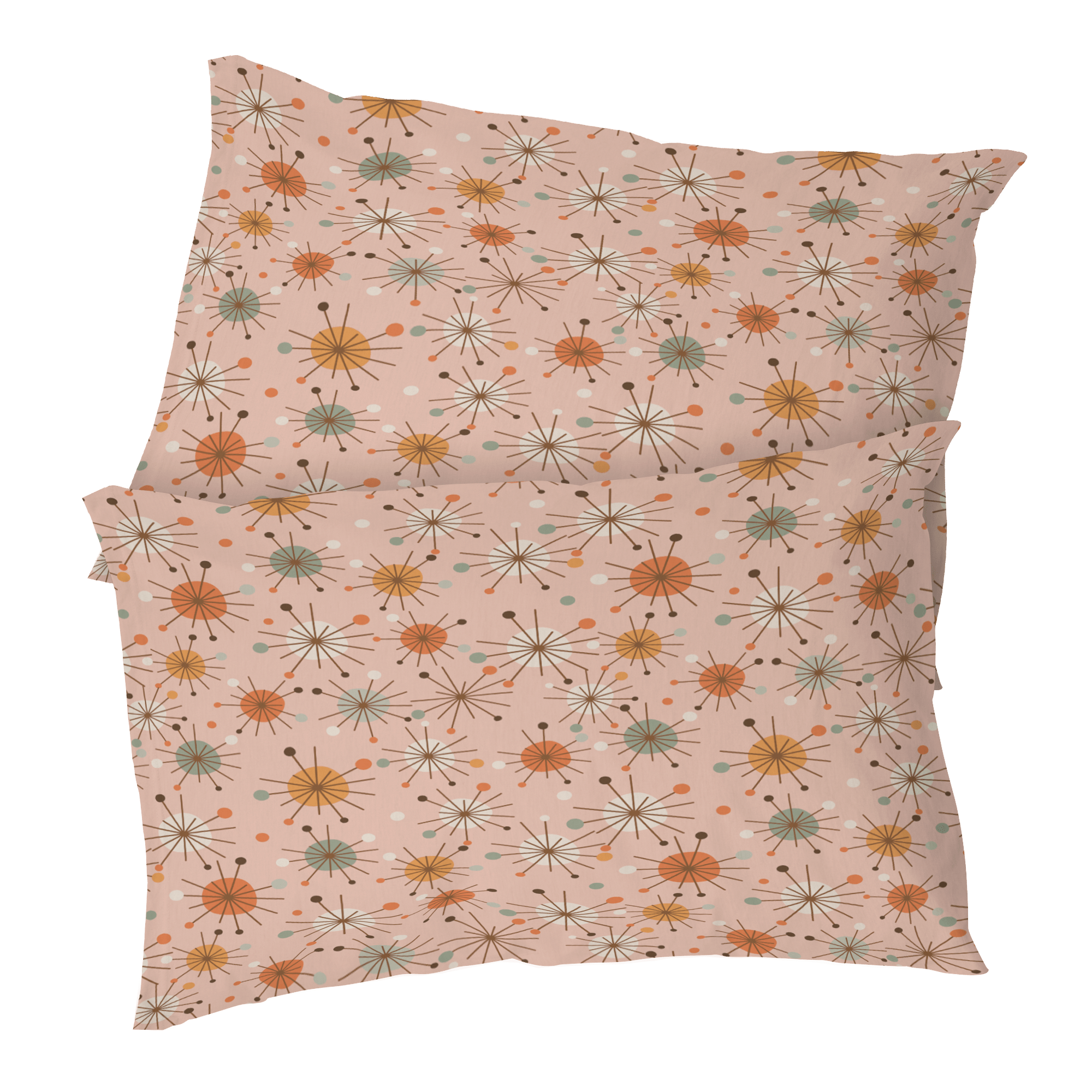 Kate McEnroe New York Retro 50s Starburst Pillowcase, Mid Century Modern Pink MCM BeddingPillowcases1250