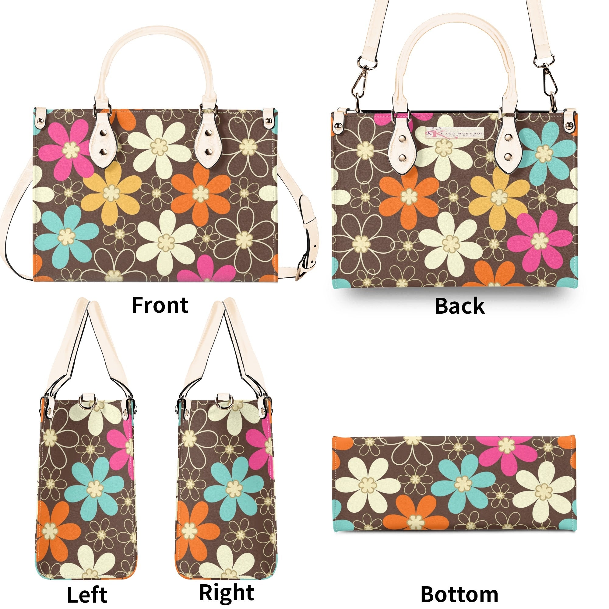 Kate McEnroe New York Retro 60s Mod Daisy Handbag, Mid Century Modern Floral Groovy Mod PurseHandbagsWE9VO86W - 4