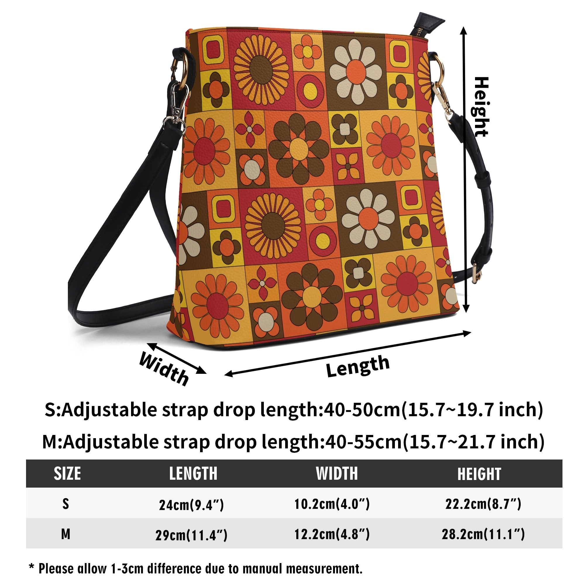 Kate McEnroe New York Retro 60s Mod Flower Crossbody Bag, Mid Century Orange Brown MCM PurseHandbagsN7M364GW - 1