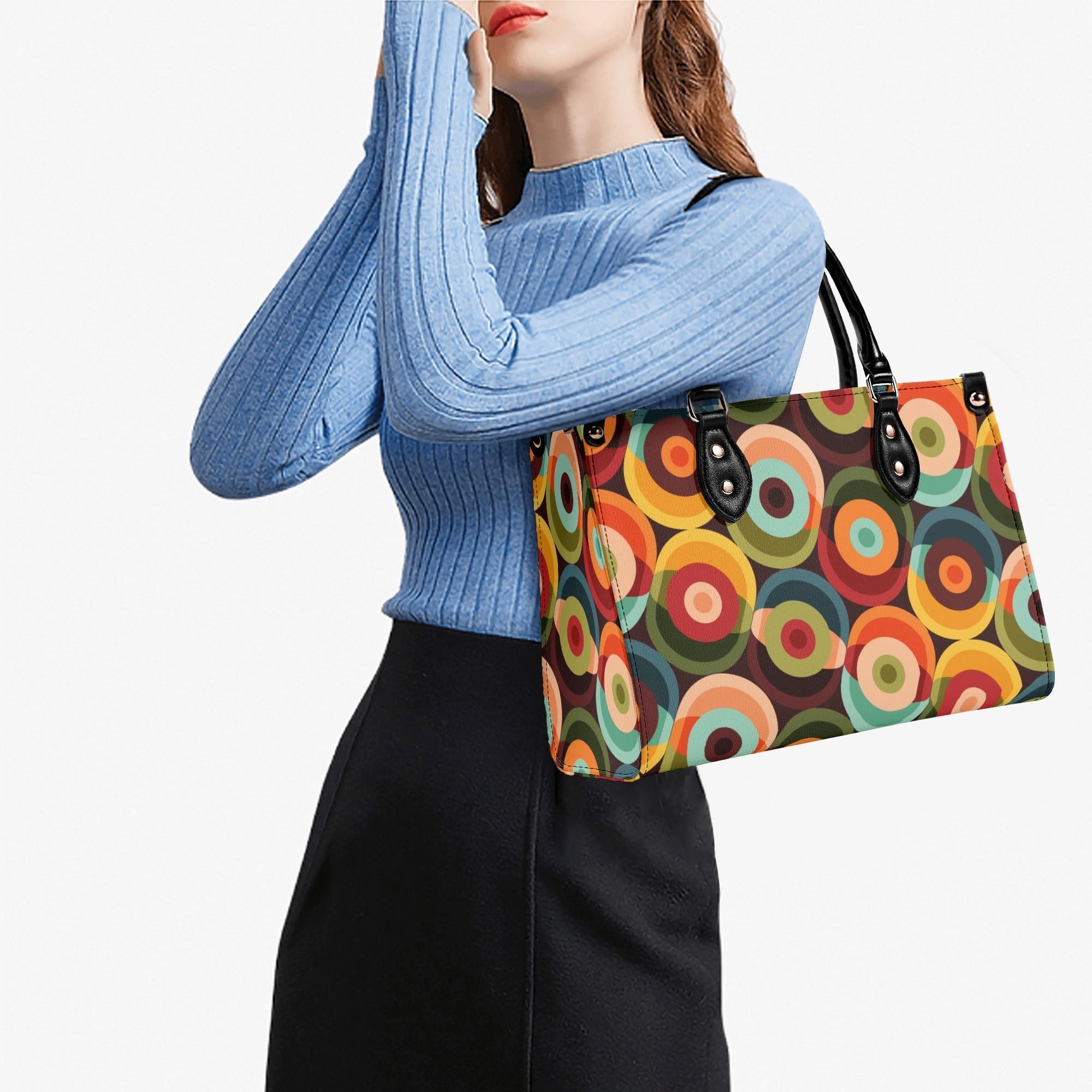 Kate McEnroe New York Retro 60s Orbs Handbag, Mid Century Modern Geometric Groovy MCM ToteHandbagsNRQ3D7EY - 1