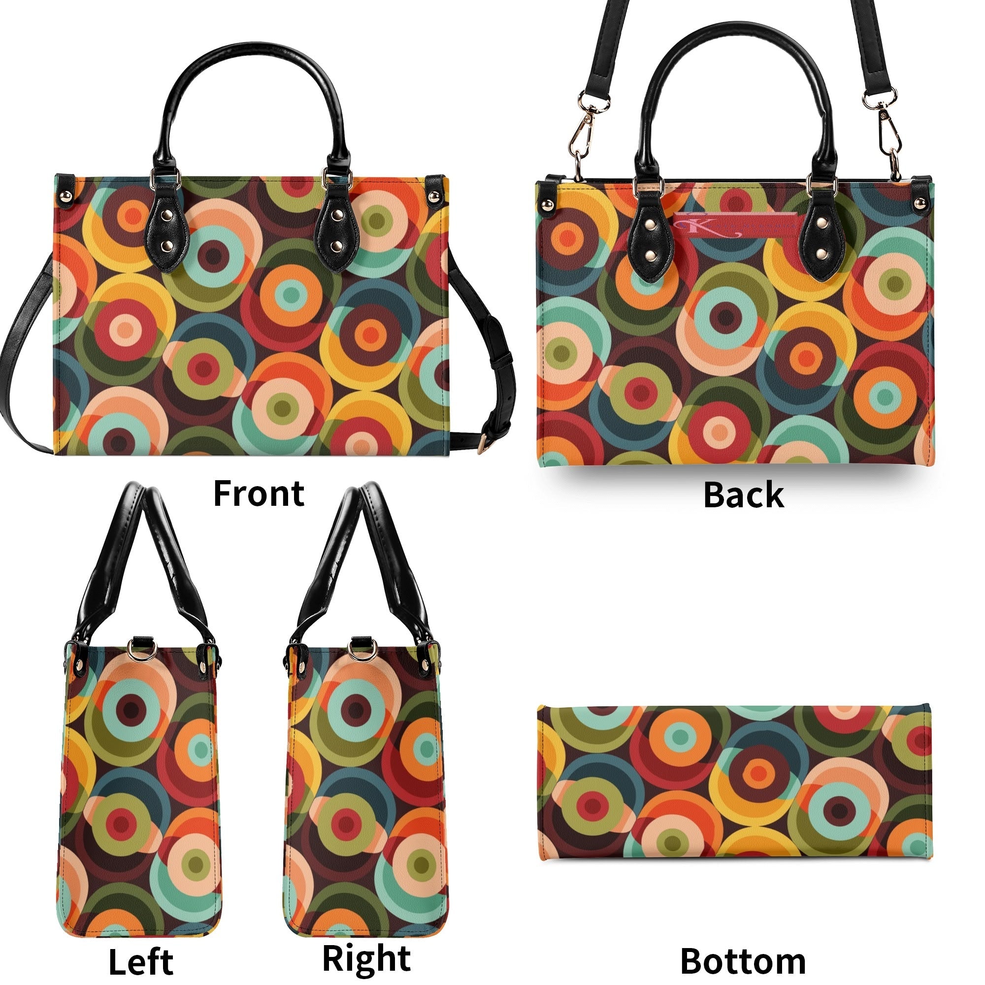 Kate McEnroe New York Retro 60s Orbs Handbag, Mid Century Modern Geometric Groovy MCM ToteHandbagsNRQ3D7EY - 1