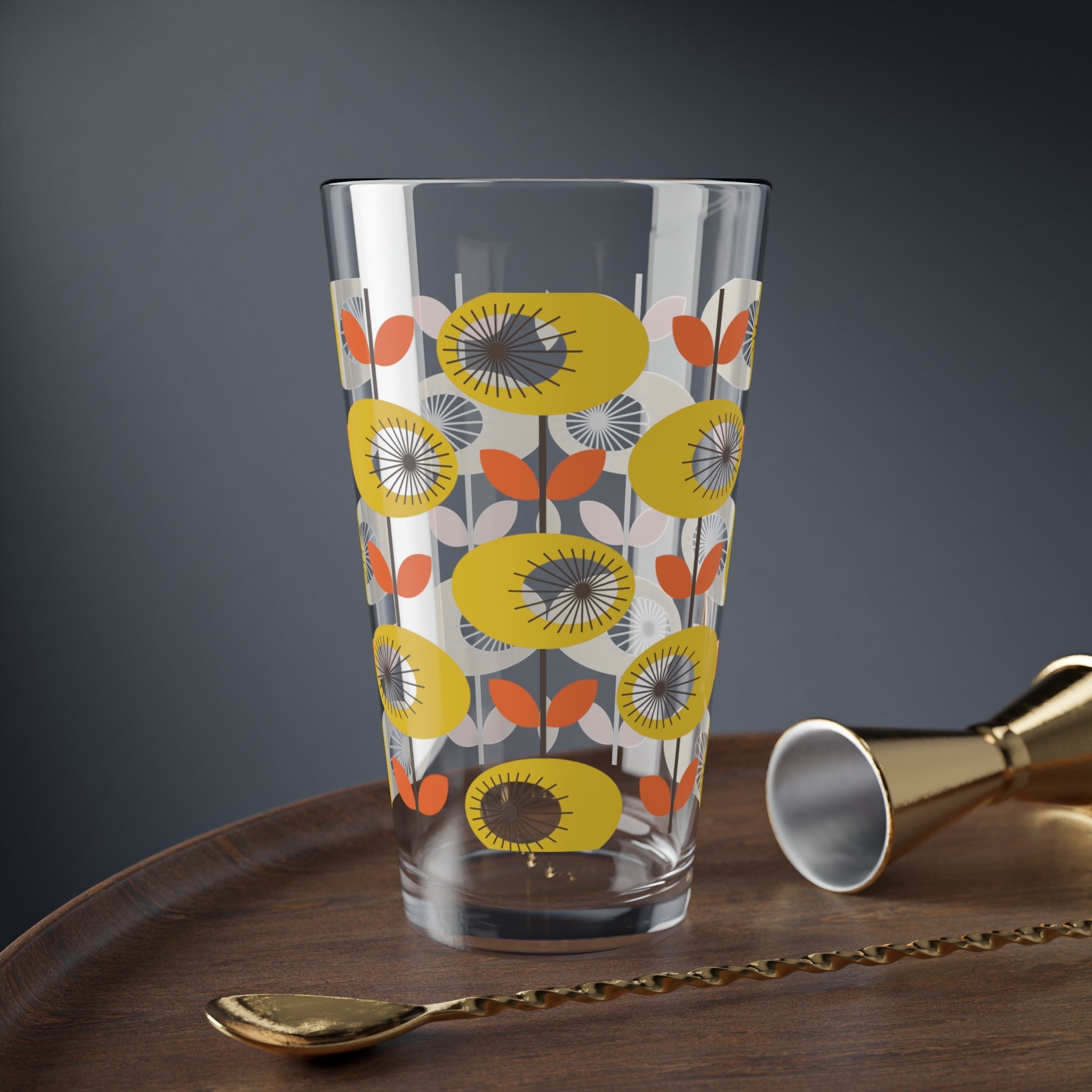 Kate McEnroe New York Retro 60s Scandinavian Floral Pint Glass, Mid Century Modern BarwarePint Glasses54356150141671968190