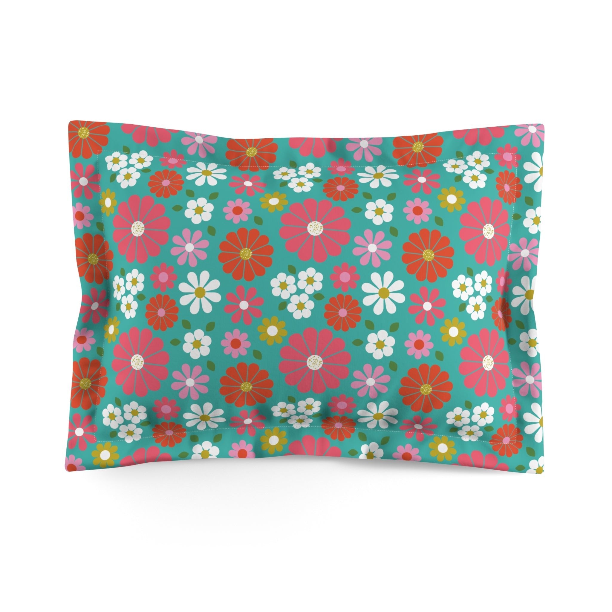 Kate McEnroe New York Retro 70s Floral Pillow Sham, Mid Century Modern Groovy BeddingPillow Shams24990171418094322765