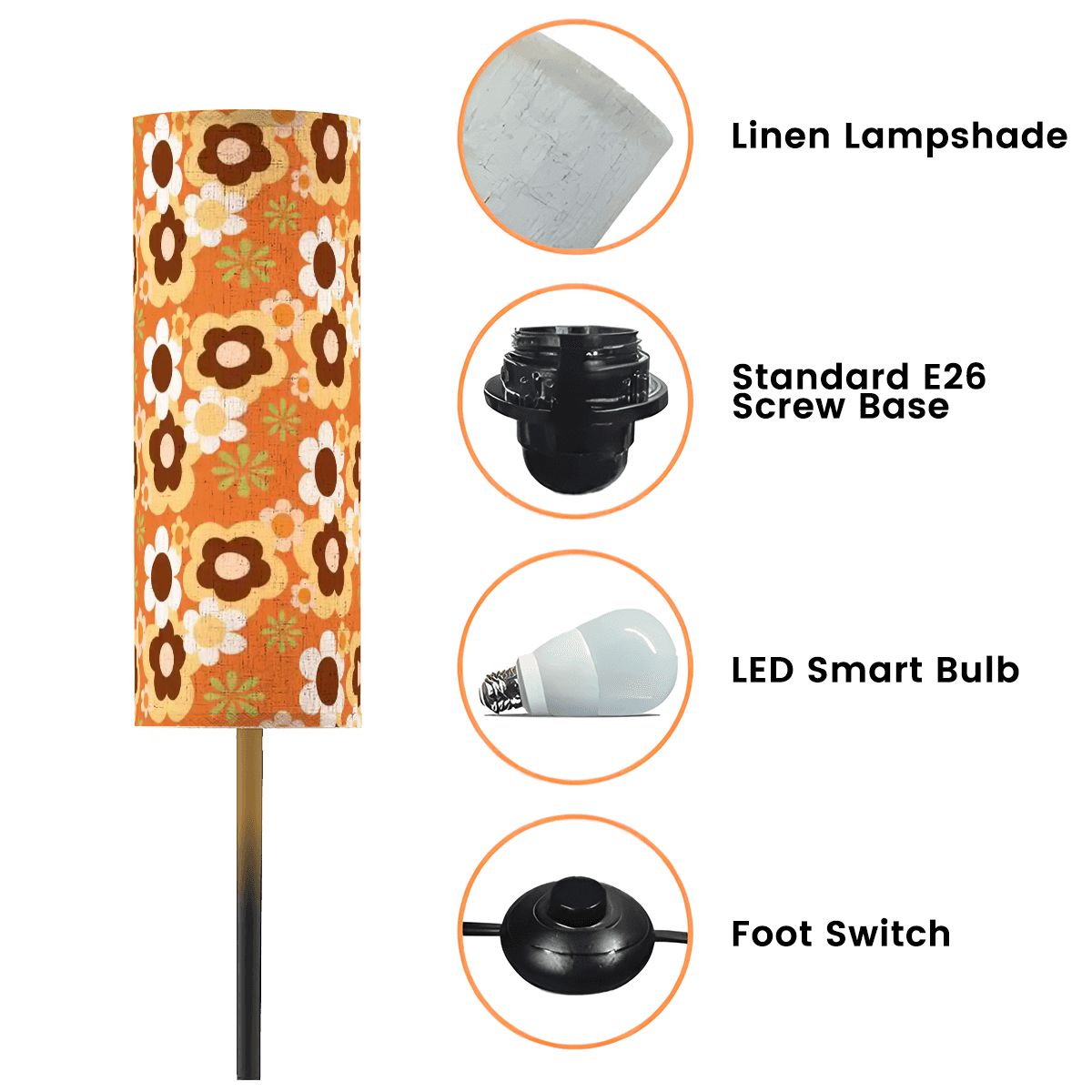 Kate McEnroe New York Retro 70s Flower Power Floor Lamp, Mid Century Modern Groovy LightingSlim Floor Lamps1JVGrmmGcM