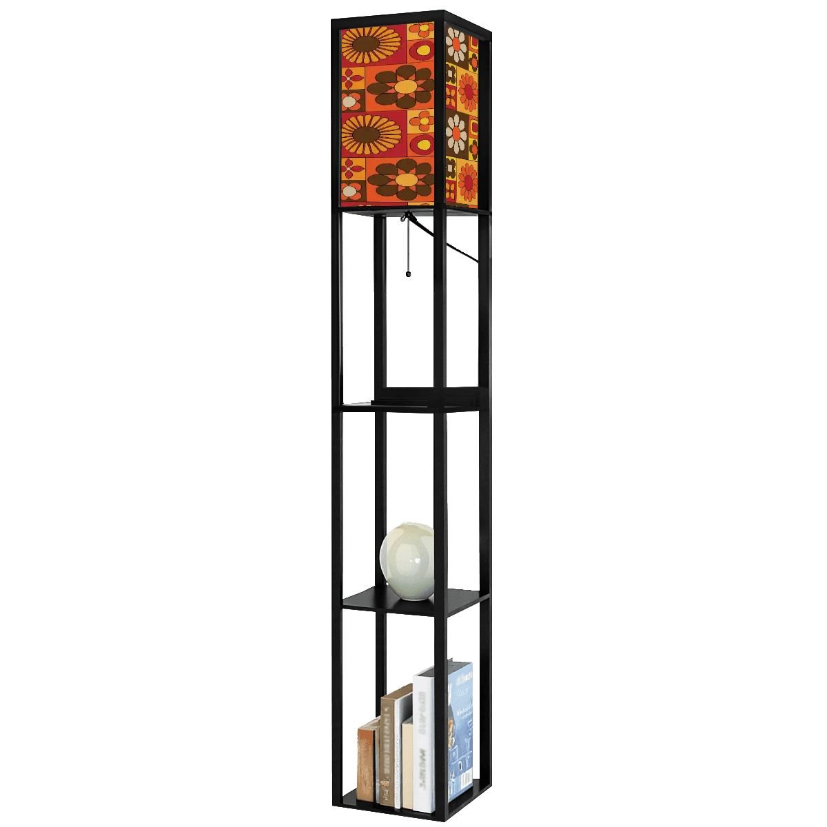 Kate McEnroe New York Retro 70s Flower Power Shelf Floor Lamp, Mid Century Modern Groovy, Office Corner Bookshelf LampShelf LightinggGIQBO8afl