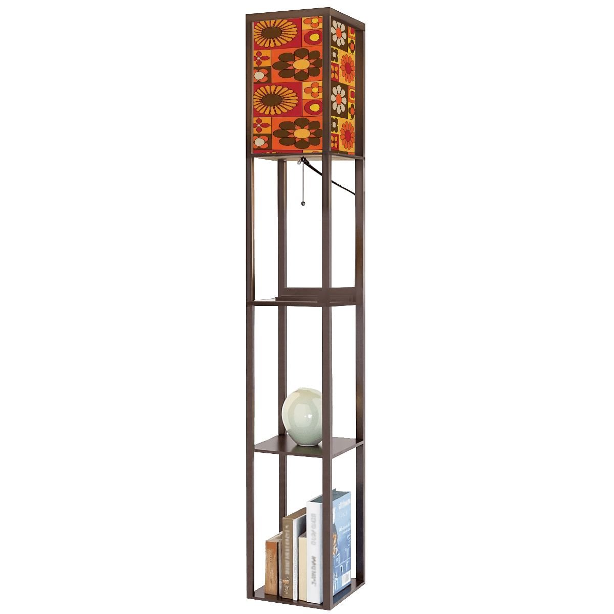 Kate McEnroe New York Retro 70s Flower Power Shelf Floor Lamp, Mid Century Modern Groovy, Office Corner Bookshelf LampShelf LightinggGIQBO8afl