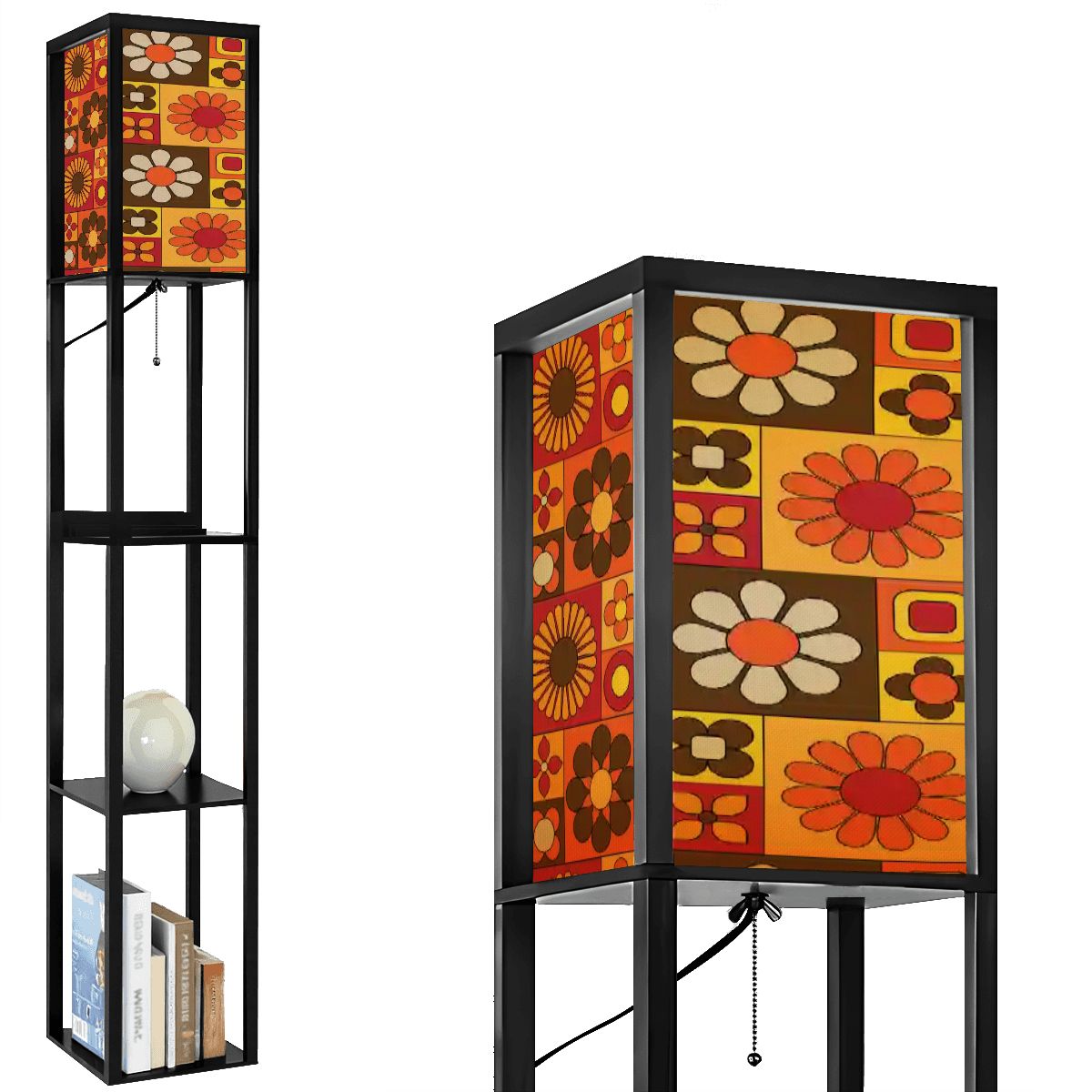 Kate McEnroe New York Retro 70s Flower Power Shelf Floor Lamp, Mid Century Modern Groovy, Office Corner Bookshelf LampShelf LightinggGIQBO8afl