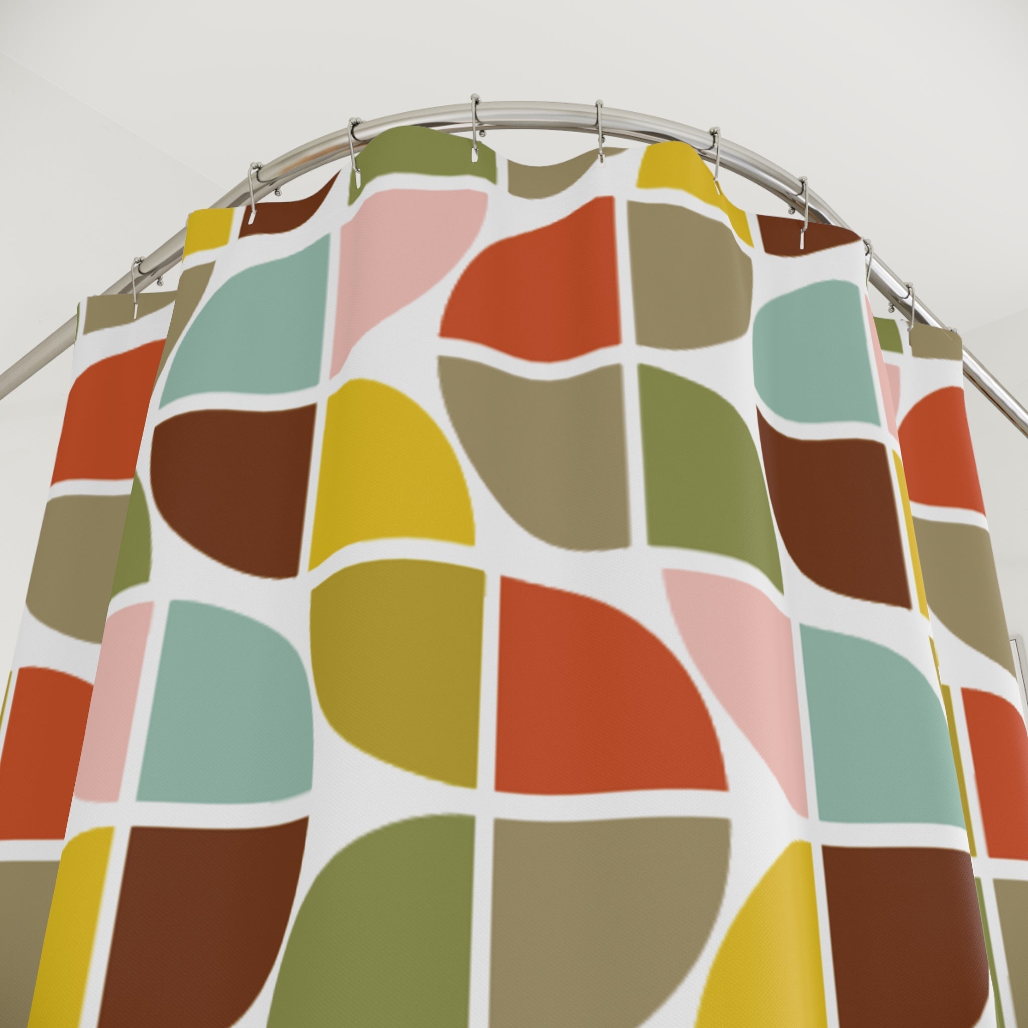 Kate McEnroe New York Retro 70s Geometric Shower Curtain Mid Century Modern Abstract Bath DecorShower Curtains58646035820297214736
