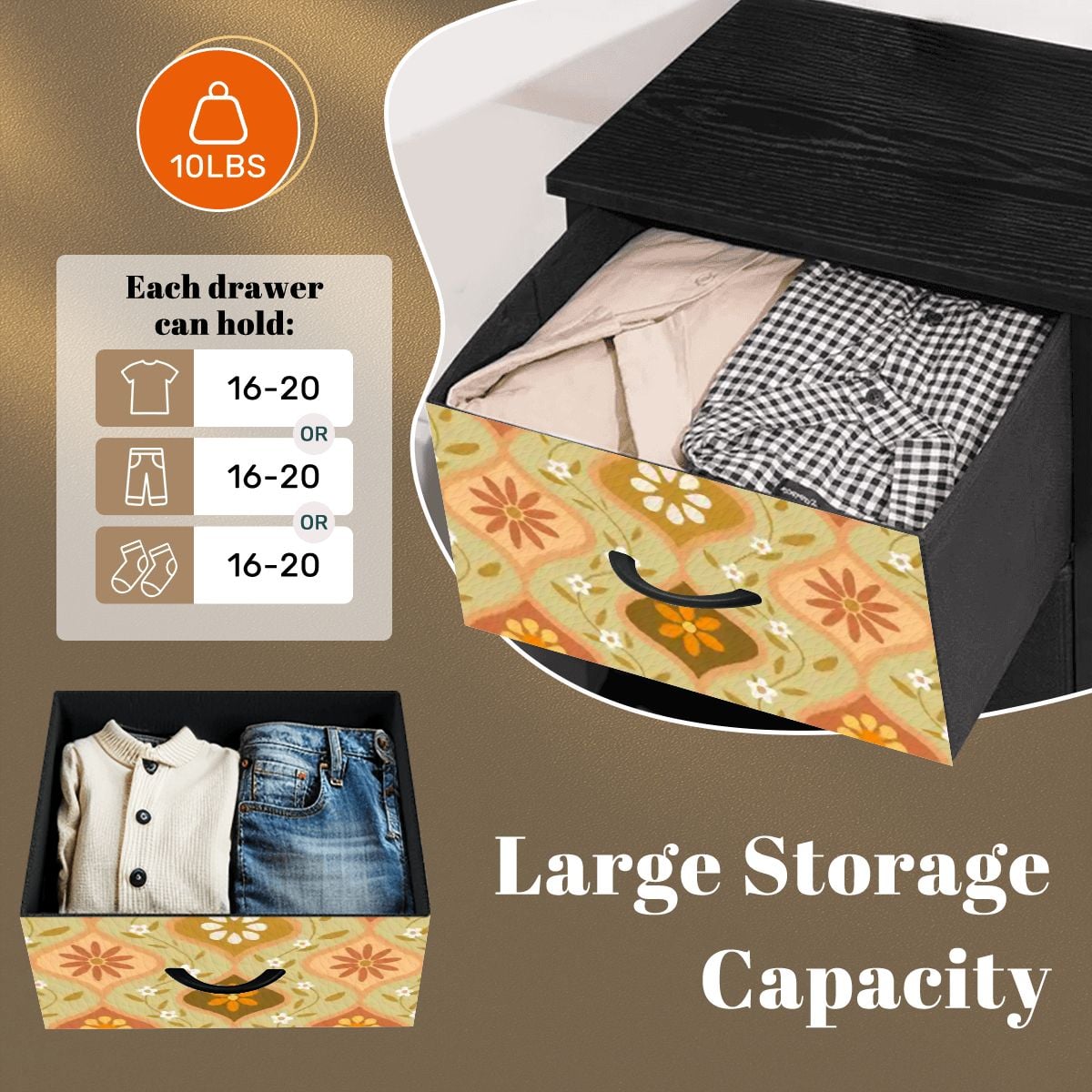 Kate McEnroe New York Retro 70s Groovy Boho Ogee Daisy Floral 4 Drawer DresserDressersBDJZGc83Cy