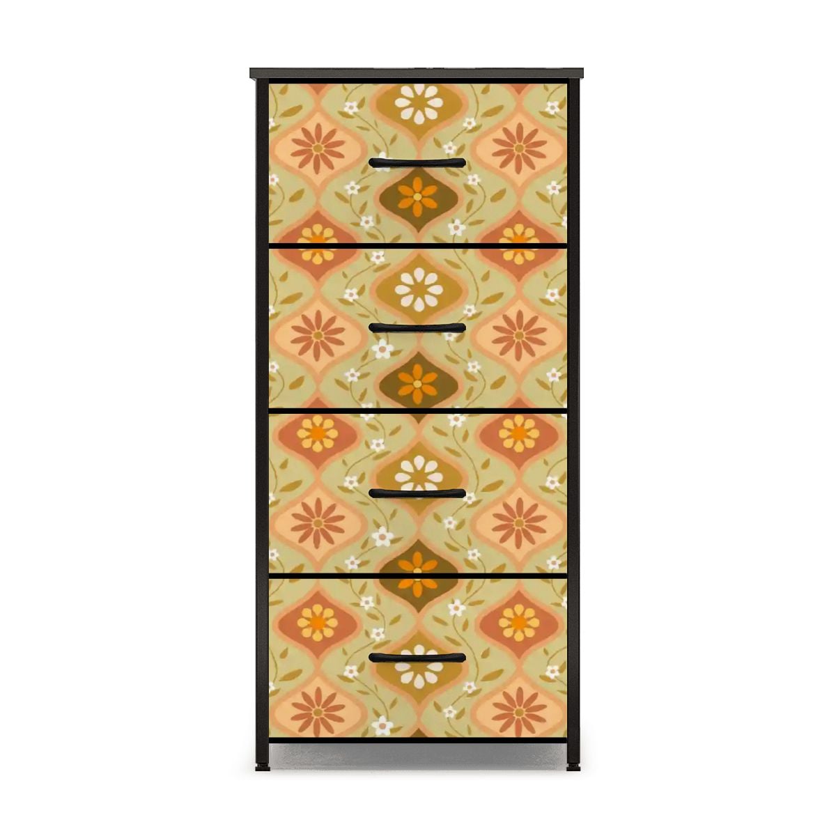 Kate McEnroe New York Retro 70s Groovy Boho Ogee Daisy Floral 4 Drawer DresserDressersBDJZGc83Cy
