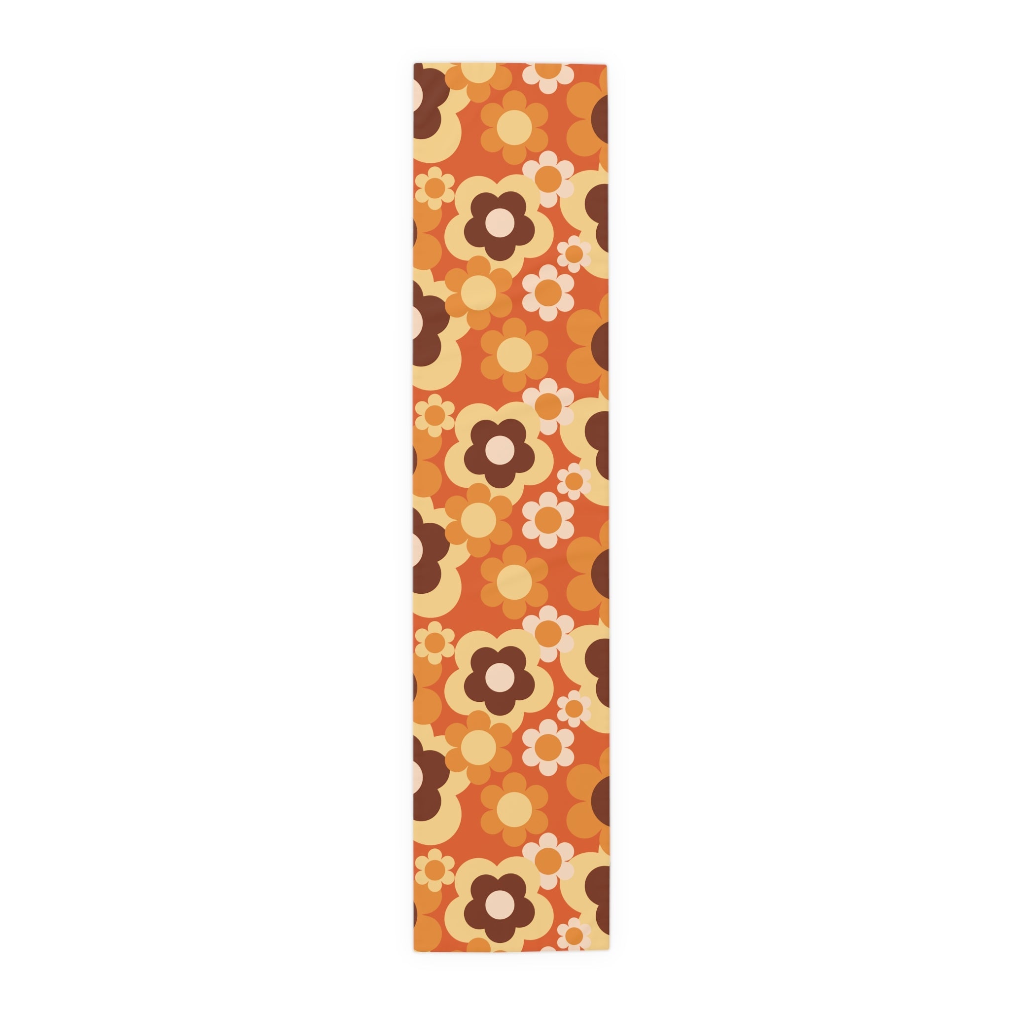 Kate McEnroe New York Retro 70s Groovy Floral Table Runner, Mid Century Modern Fall Dining AccentTable Runners17696211266409169193