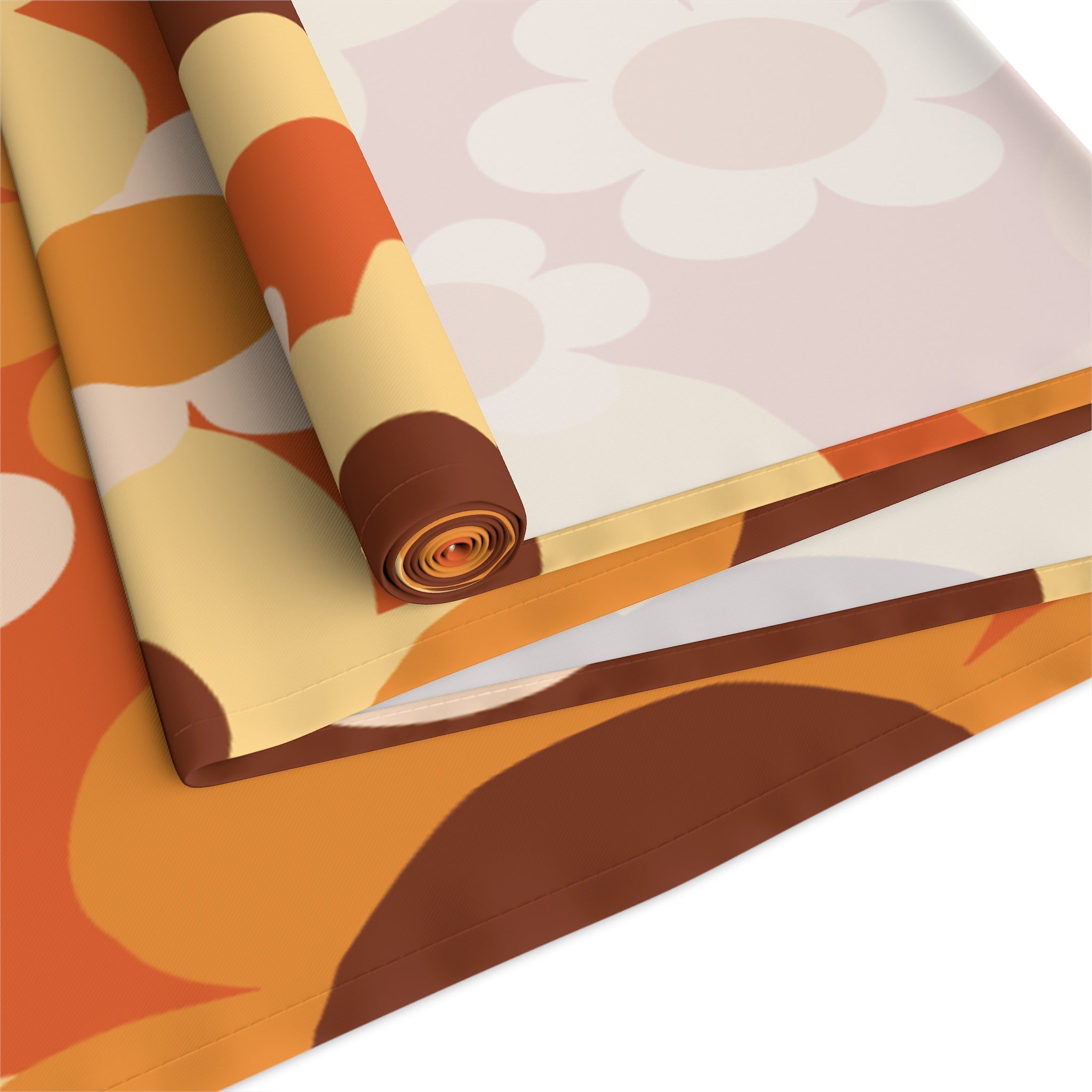 Kate McEnroe New York Retro 70s Groovy Floral Table Runner, Mid Century Modern Fall Dining AccentTable Runners17696211266409169193