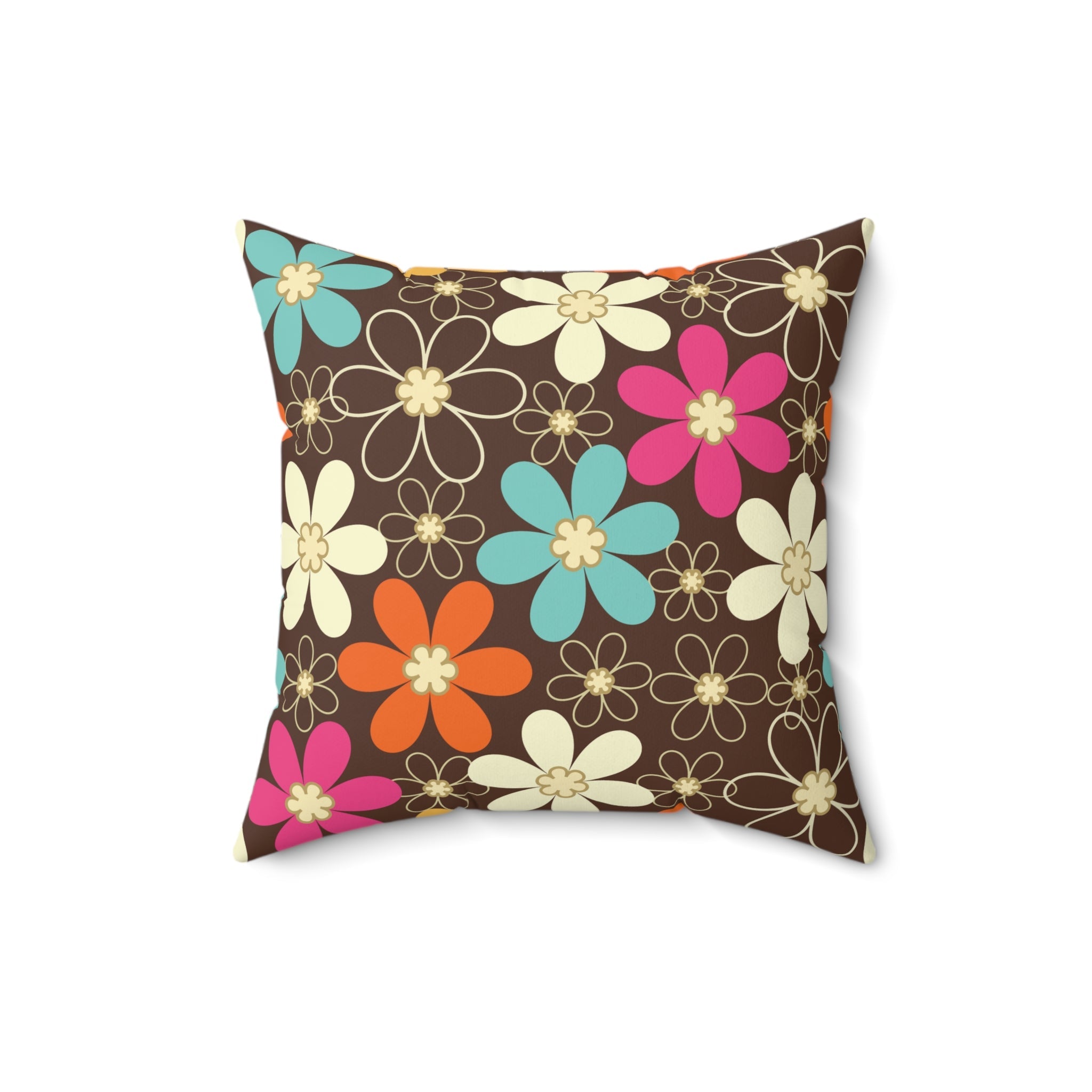 Kate McEnroe New York Retro 70s Groovy Flower Power Throw Pillow, Mid Century Modern Mod Floral CushionThrow Pillows11406801869807788381