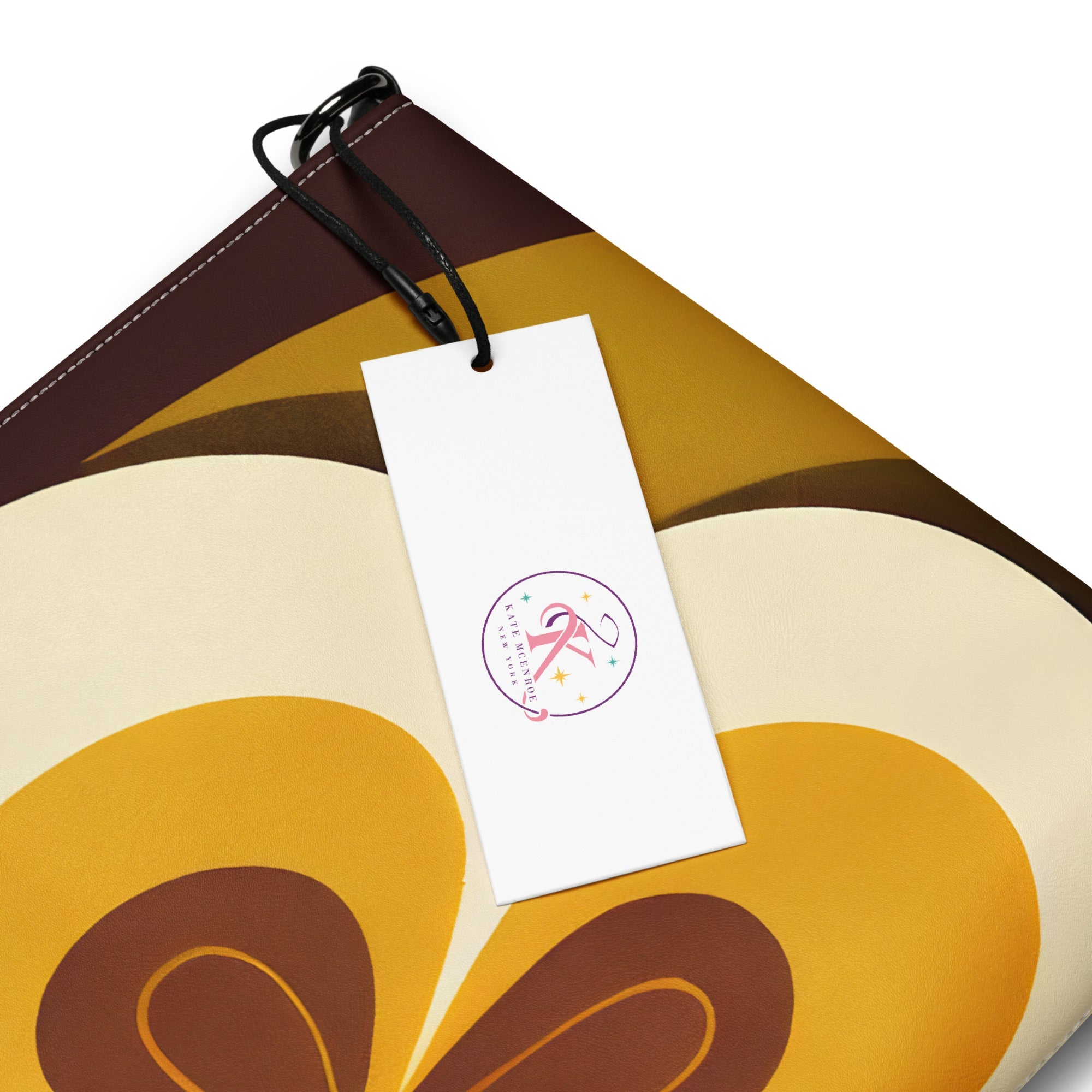 Kate McEnroe New York Retro 70s Mod Flower Power Crossbody Bag, Bold Orange & Brown Geometric Shoulder Bag, Mid Century Modern Fashion AccessoryHandbags9012215_16708