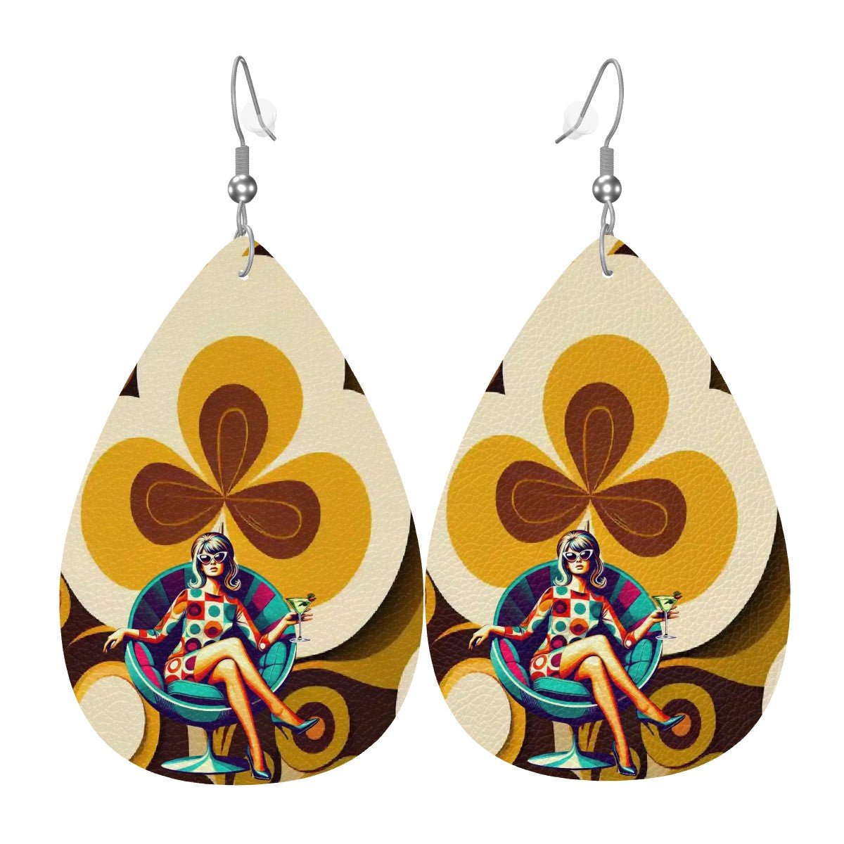 Kate McEnroe New York Retro 70s Mod Teardrop Earrings, Mid Century Modern Funky Accessories, Vintage Style Groovy Statement JewelryEarringsCY1GFXzJz7