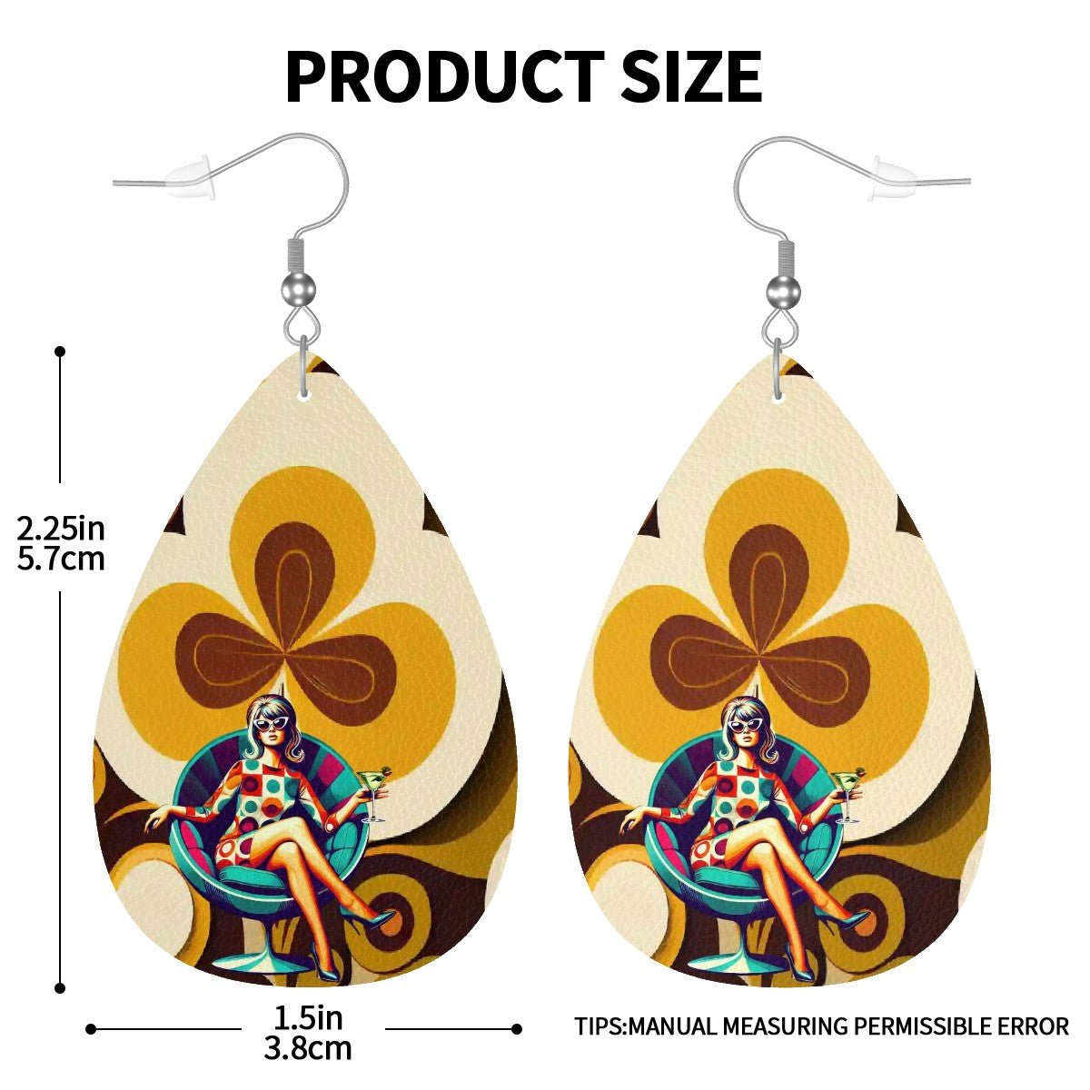 Kate McEnroe New York Retro 70s Mod Teardrop Earrings, Mid Century Modern Funky Accessories, Vintage Style Groovy Statement JewelryEarringsCY1GFXzJz7