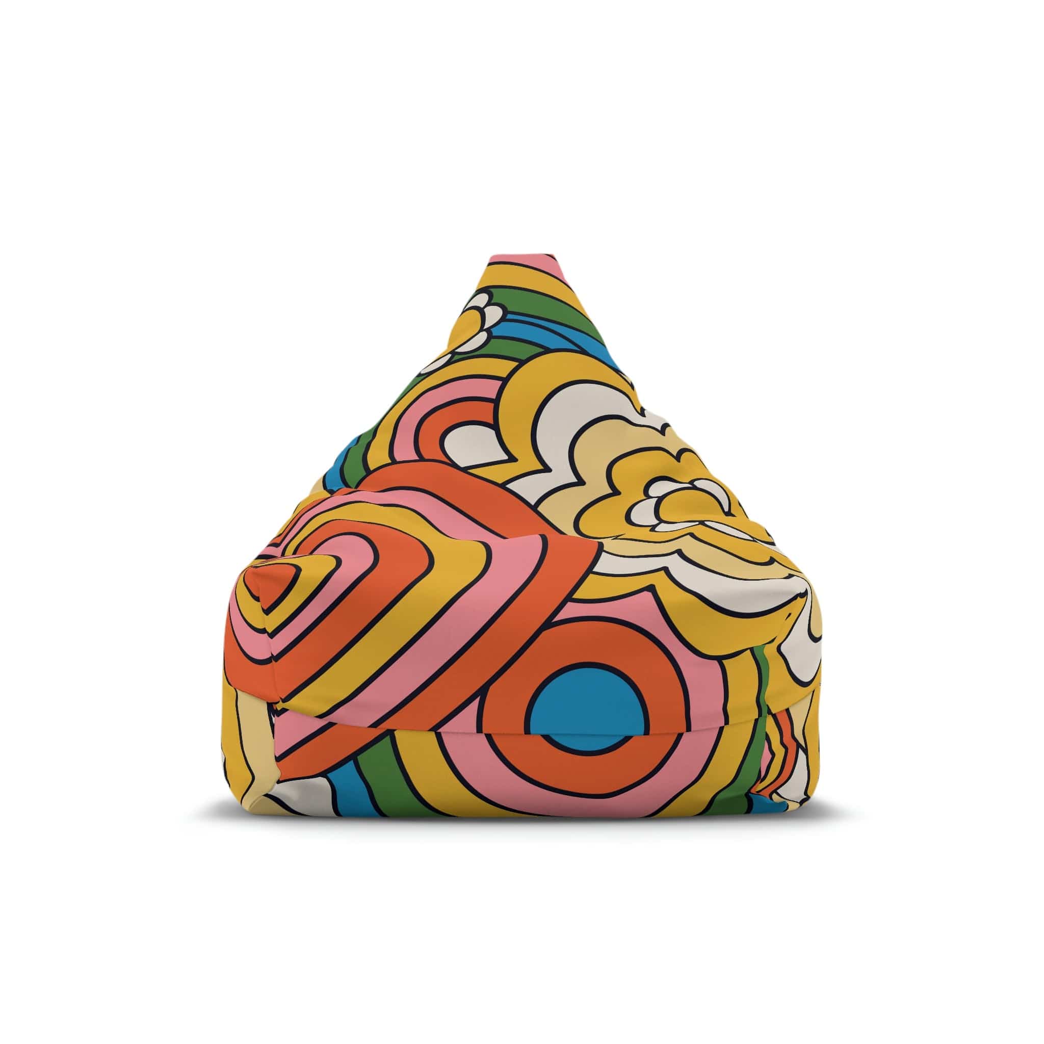 Kate McEnroe New York Retro 70s Psychedelic Hearts and Daisy Flowers Bean Bag Chair Cover Bean Bag Chair Covers 27&quot; × 30&quot; × 25&quot; / Without insert 11044653498426446394