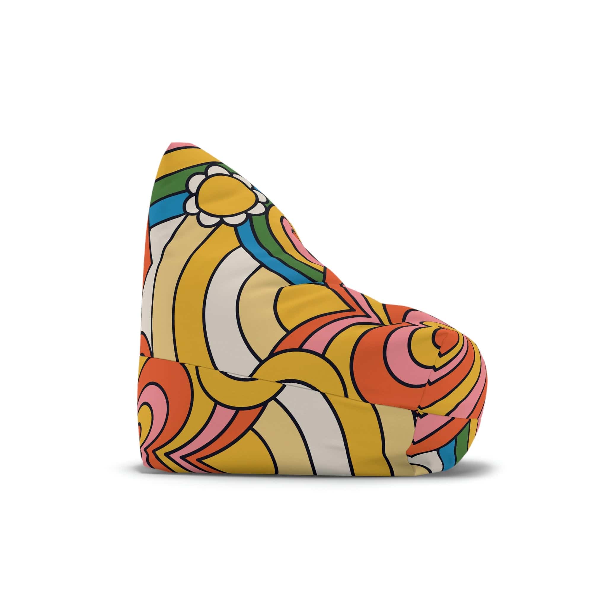 Kate McEnroe New York Retro 70s Psychedelic Hearts and Daisy Flowers Bean Bag Chair CoverBean Bag Chair Covers11044653498426446394