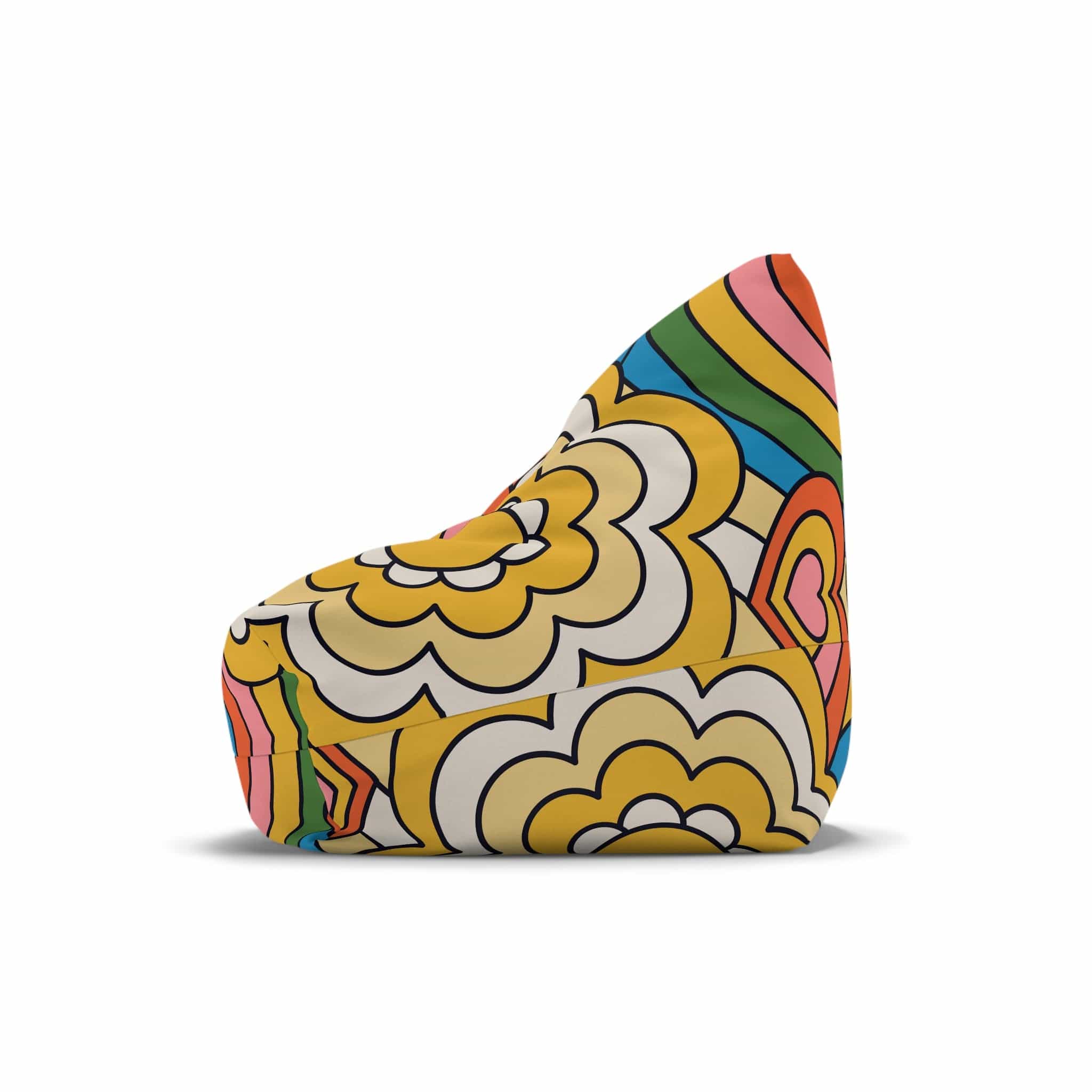 Kate McEnroe New York Retro 70s Psychedelic Hearts and Daisy Flowers Bean Bag Chair CoverBean Bag Chair Covers11044653498426446394