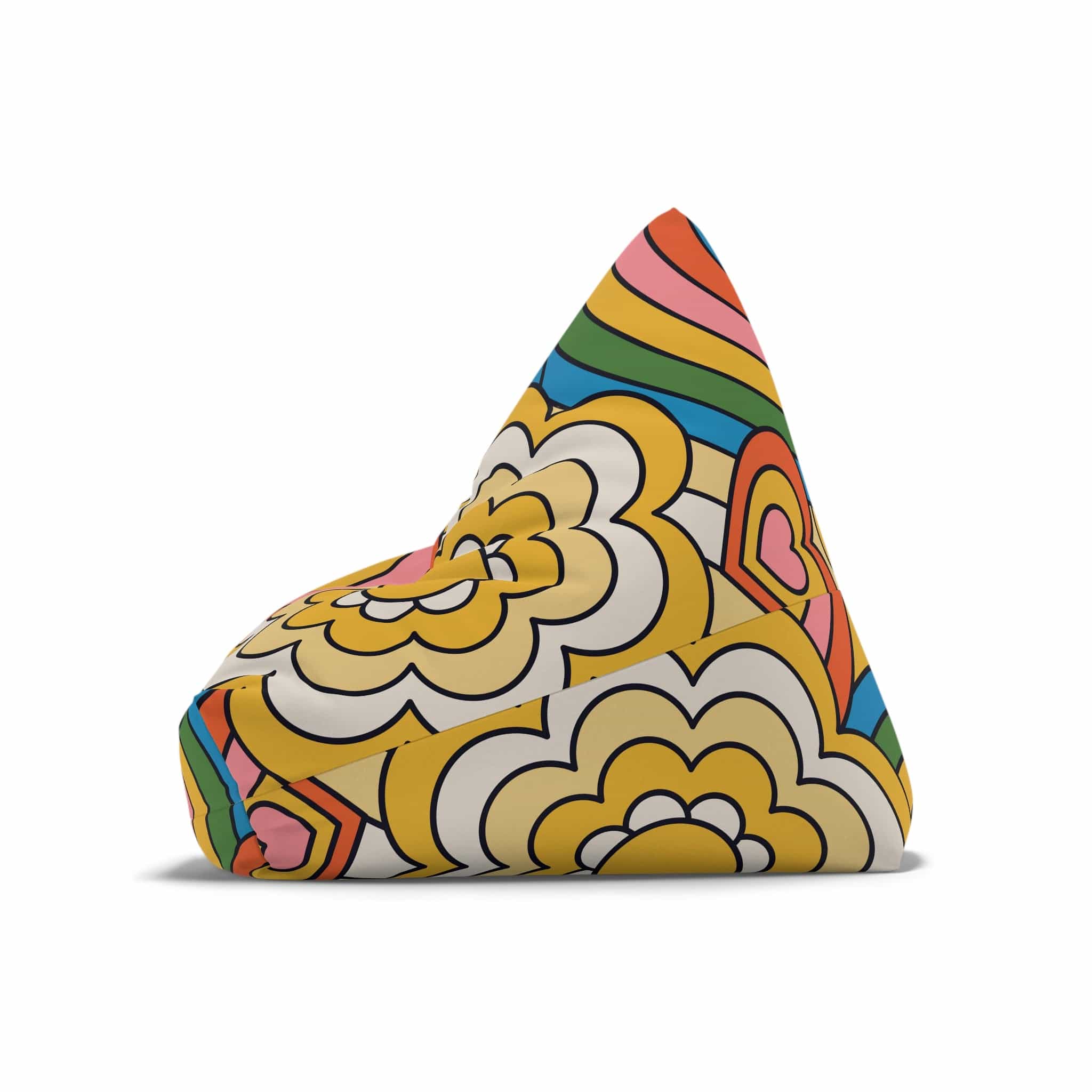 Kate McEnroe New York Retro 70s Psychedelic Hearts and Daisy Flowers Bean Bag Chair CoverBean Bag Chair Covers13616140300572016510