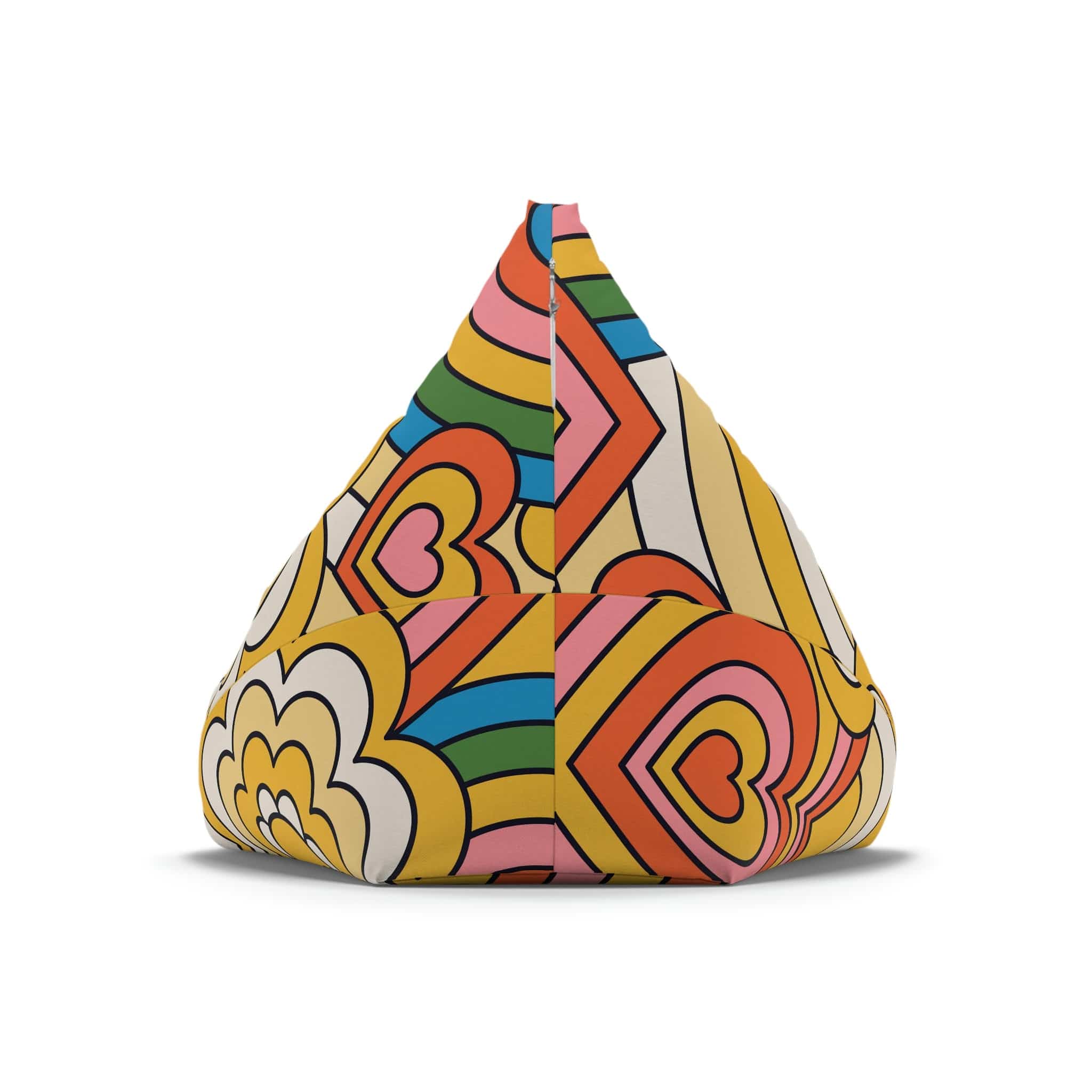 Kate McEnroe New York Retro 70s Psychedelic Hearts and Daisy Flowers Bean Bag Chair CoverBean Bag Chair Covers13616140300572016510