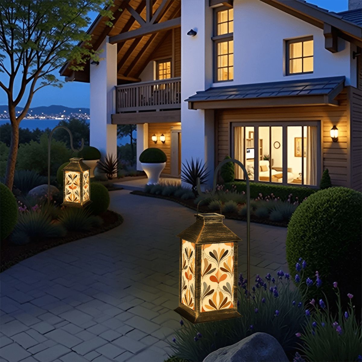 Kate McEnroe New York Retro 70s Solar Lantern, Mid Century Modern Outdoor LED Light, Groovy Fall Garden DecorSolar LanternssflYXGdZvn