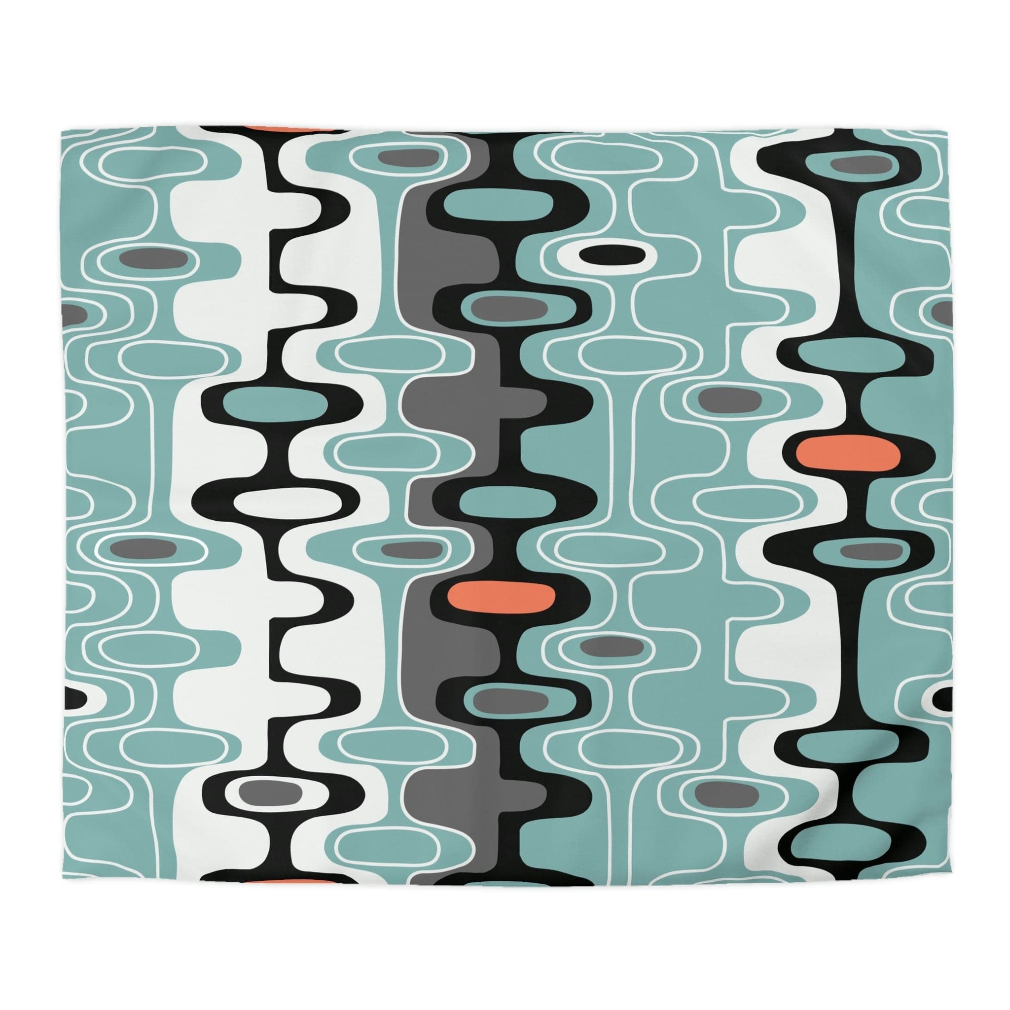 Kate McEnroe New York Retro Abstract Mid Century Modern Duvet Cover, MCM Geometric Oval Queen, King, Twin, Twin XL Microfiber Bedding, Dorm Room DecorDuvet Covers51048823299135616037