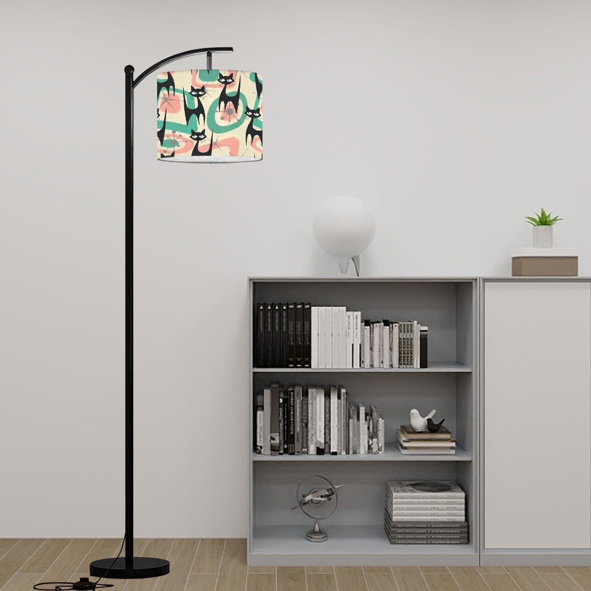 Kate McEnroe New York Retro Atomic Cat Arc Floor Lamp, Mid Century Modern, Geometric Starburst Light, Funky MCM Living Room AccentFloor Lamps5fSVVxtprK