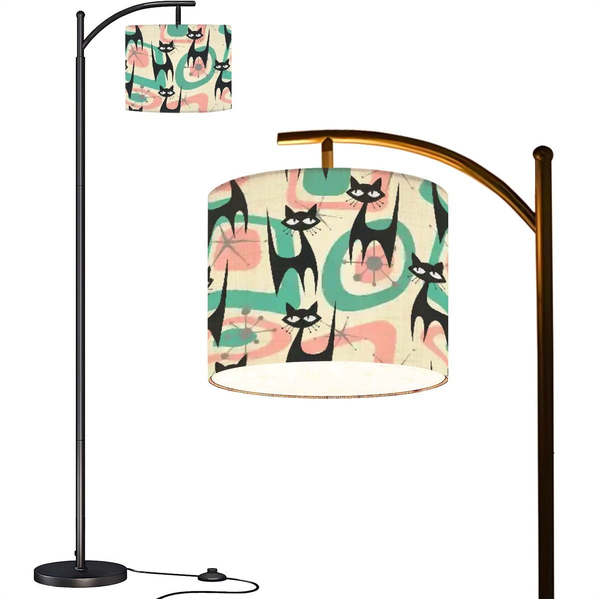 Kate McEnroe New York Retro Atomic Cat Arc Floor Lamp, Mid Century Modern, Geometric Starburst Light, Funky MCM Living Room AccentFloor Lamps5fSVVxtprK
