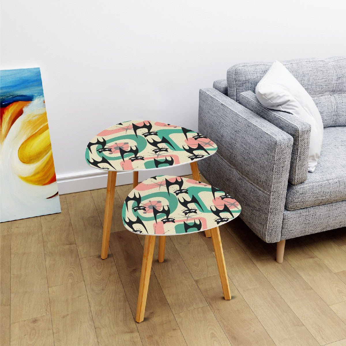 Kate McEnroe New York Retro Atomic Cat Boomerang Tables, Mid Century Modern Starburst Accent Furniture, Vintage 50s Space Age Nesting SetHome AccessoriesWTRoCo6ndq