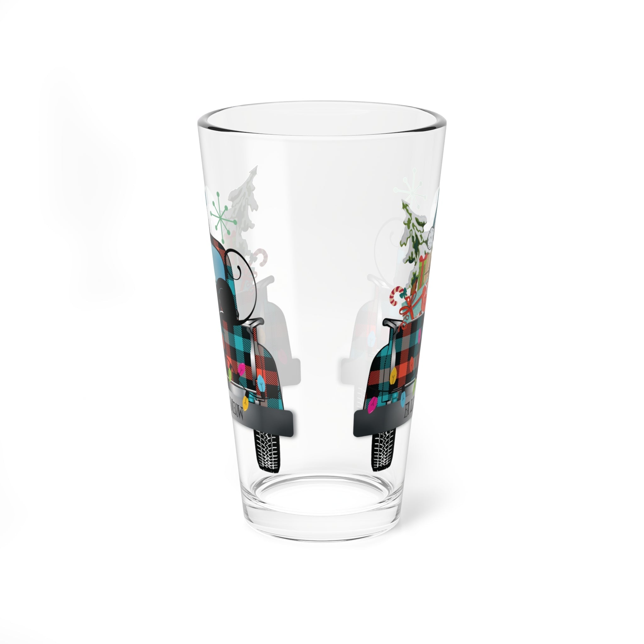 Kate McEnroe New York Retro Atomic Cat Christmas Truck Pint GlassPint Glasses13271339297182182344