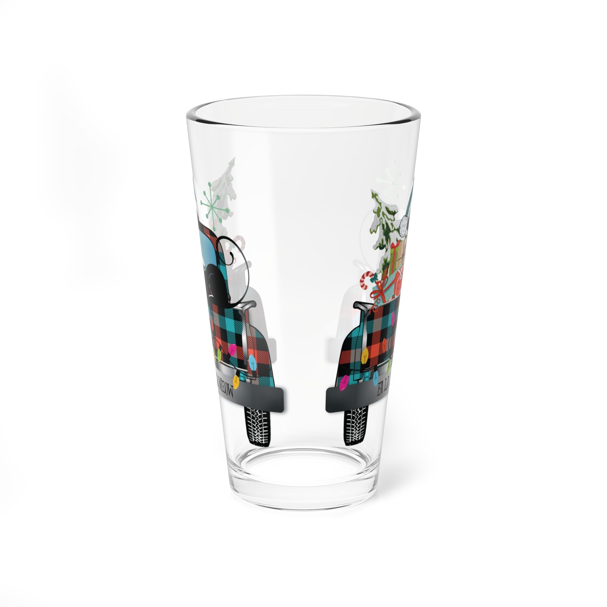 Kate McEnroe New York Retro Atomic Cat Christmas Truck Pint GlassPint Glasses13271339297182182344