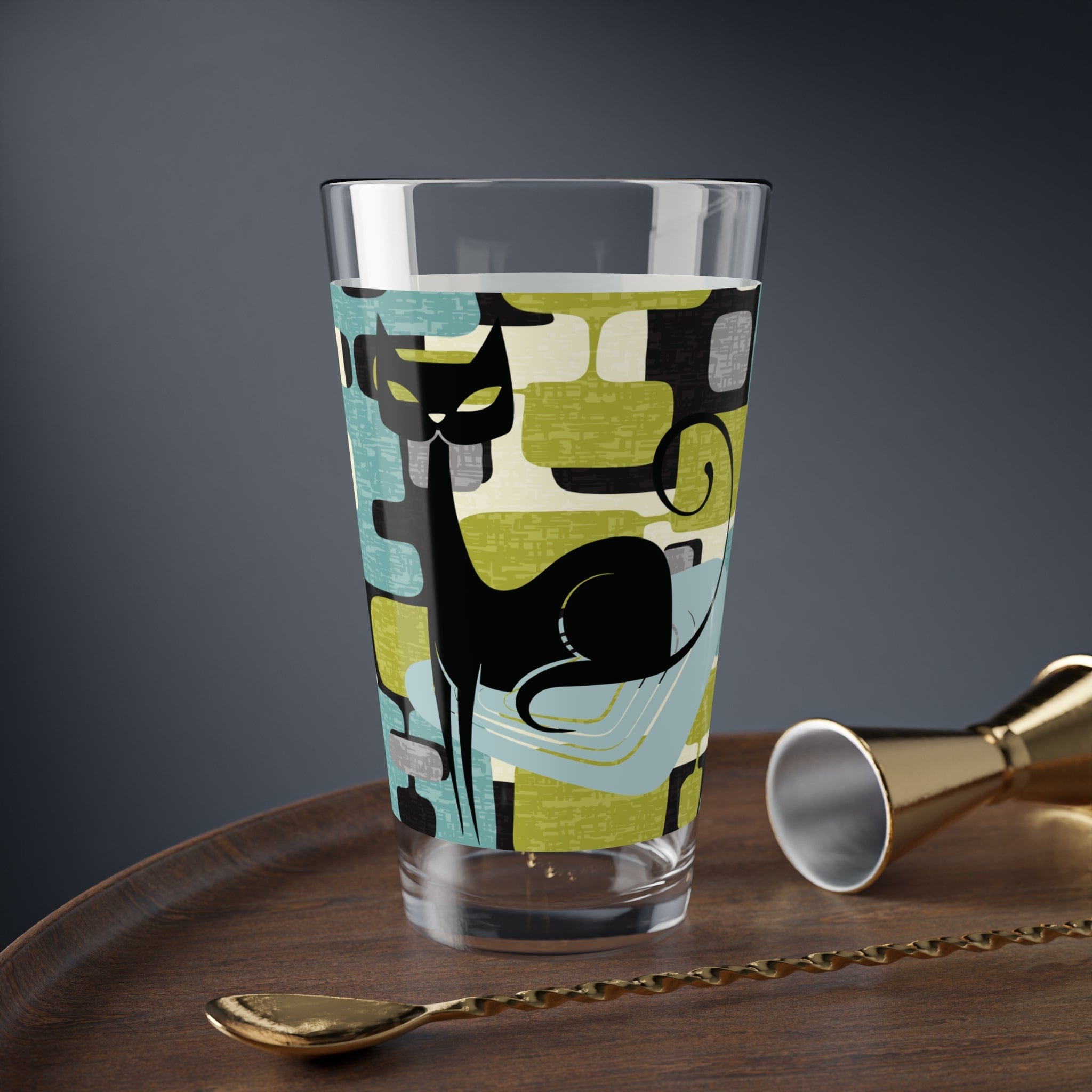 Kate McEnroe New York Retro Atomic Cat Cocktail Glass, Mid Century Modern Pint, Whimsical Drinking GlassMixing Glasses74729620422546502929